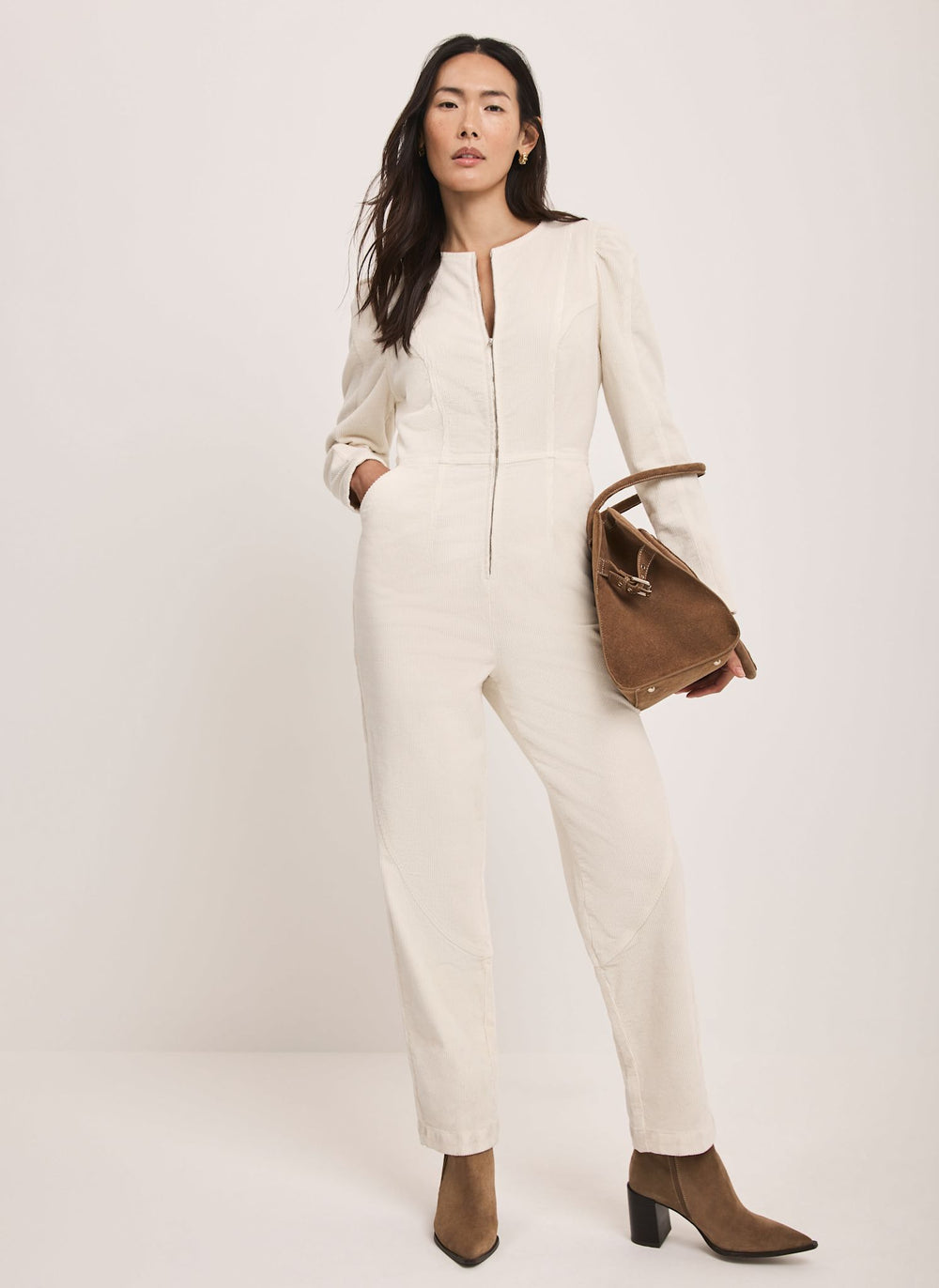 Cream Corduroy Jumpsuit