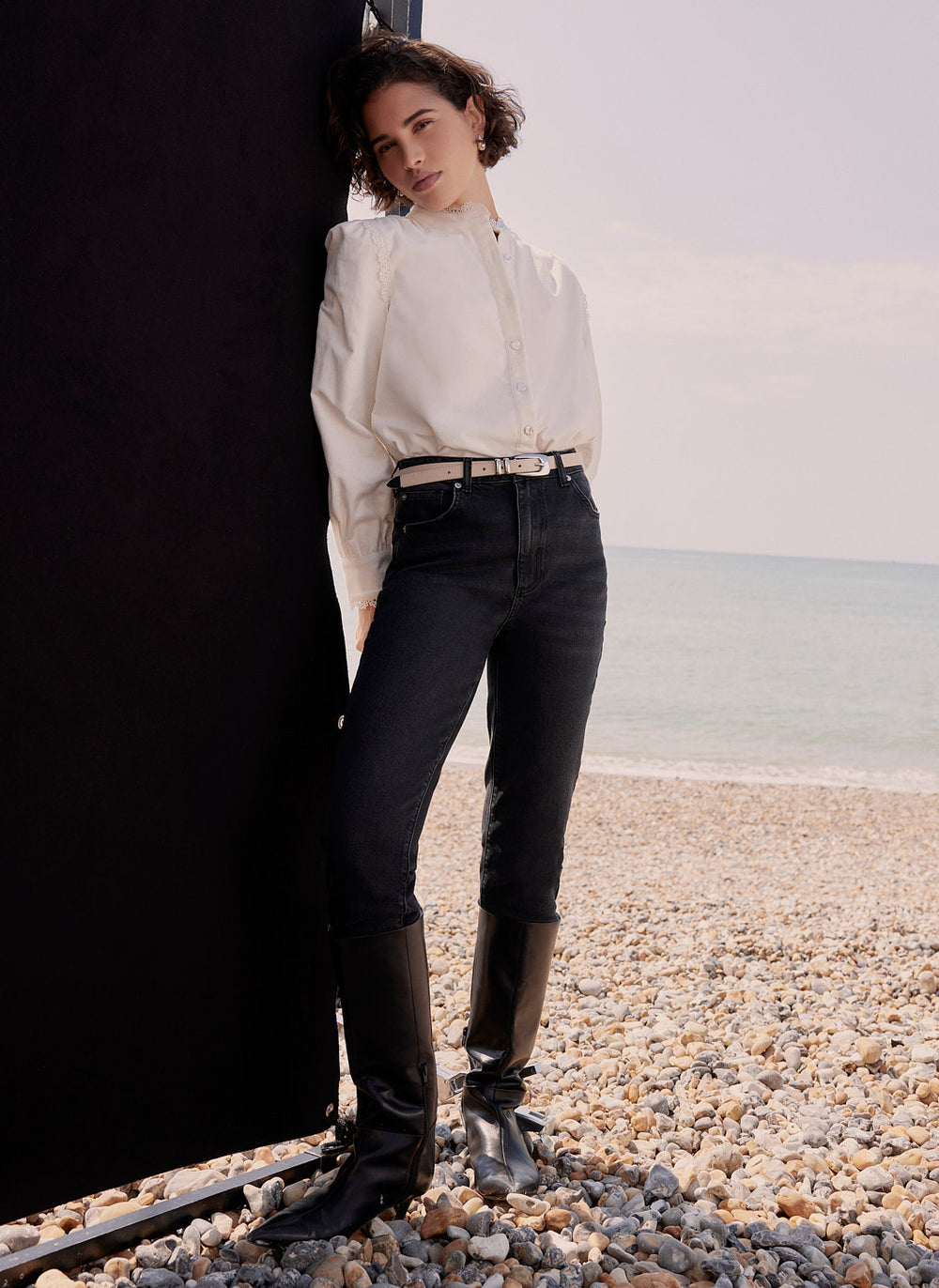 Cream Corduroy Lace Blouse