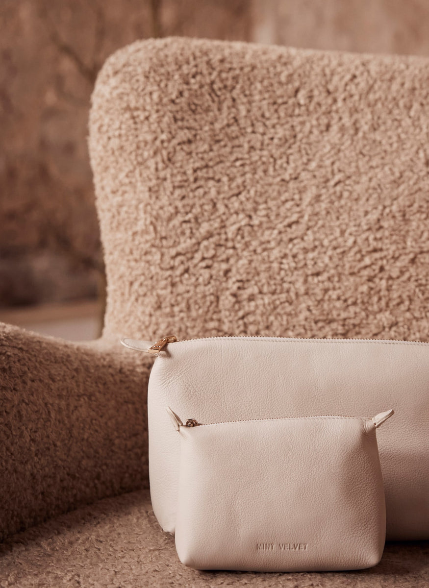 Cream Makeup Cosmetic Bag Mint Velvet