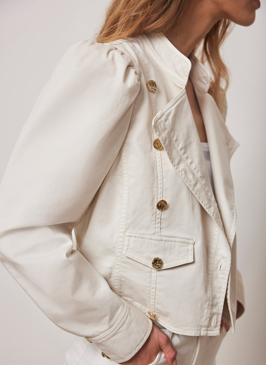 Cream Puff Sleeve Military Jacket Mint Velvet