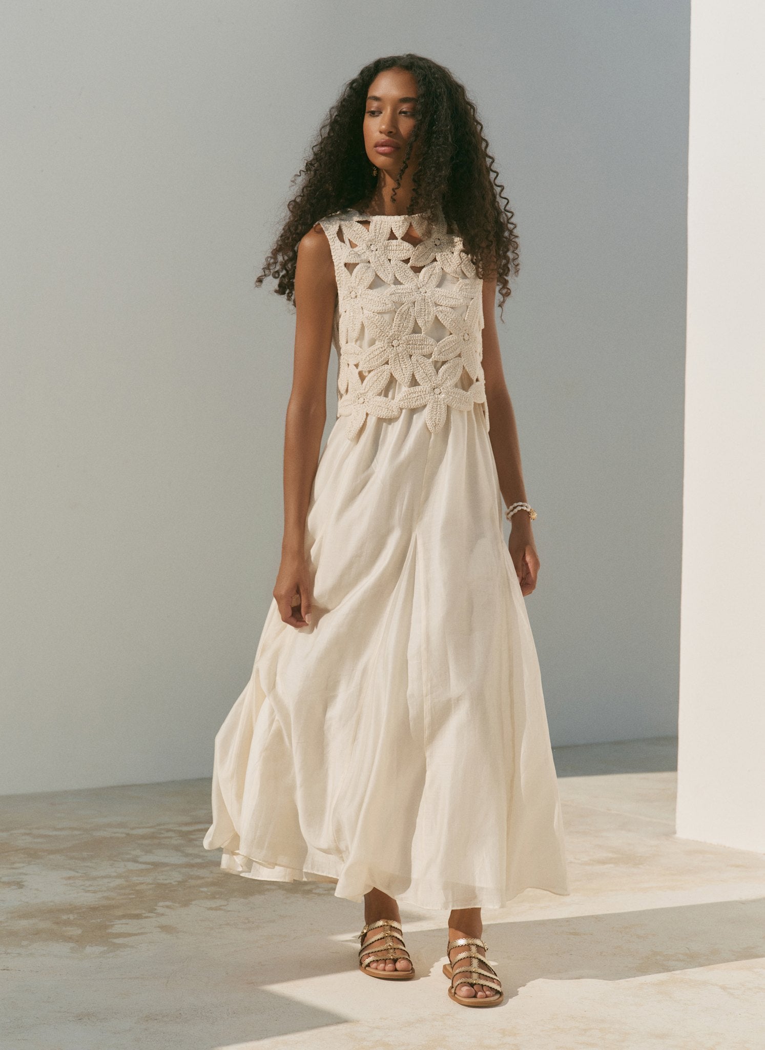 Cream Cotton Blend Crochet Maxi Dress – Mint Velvet