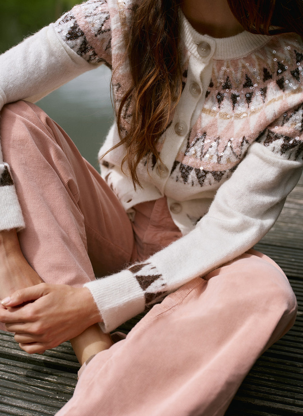 Cream Fair Isle Sequin Cardigan