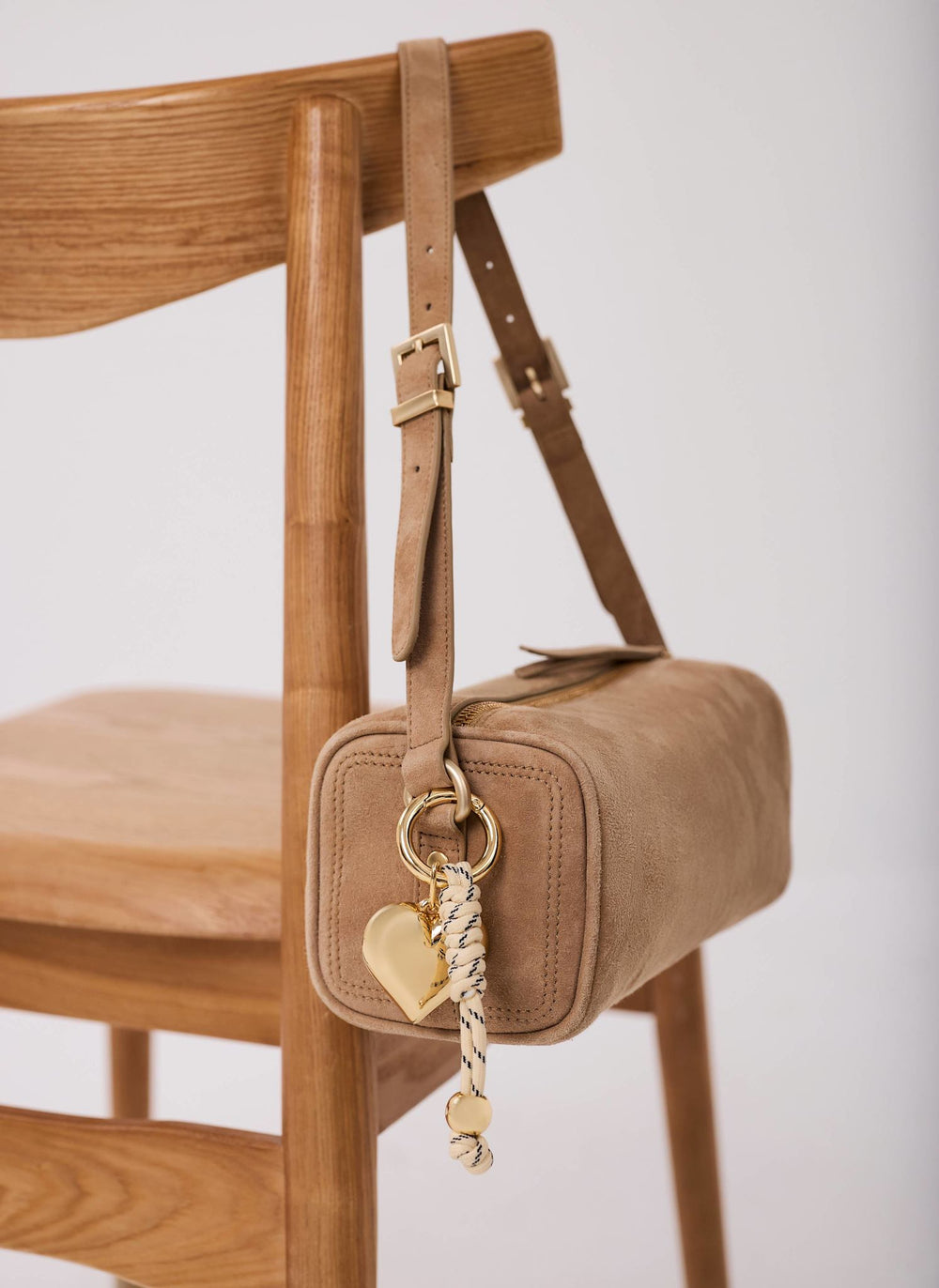 Cream Cord Heart Bag Charm