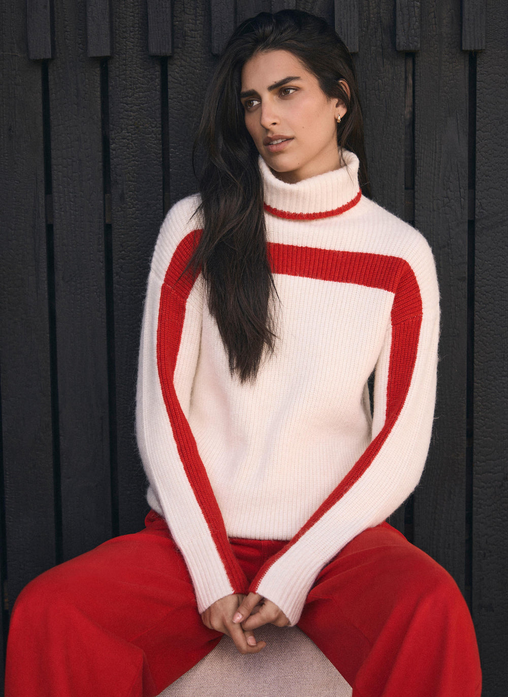 Cream Contrast Stripe Jumper