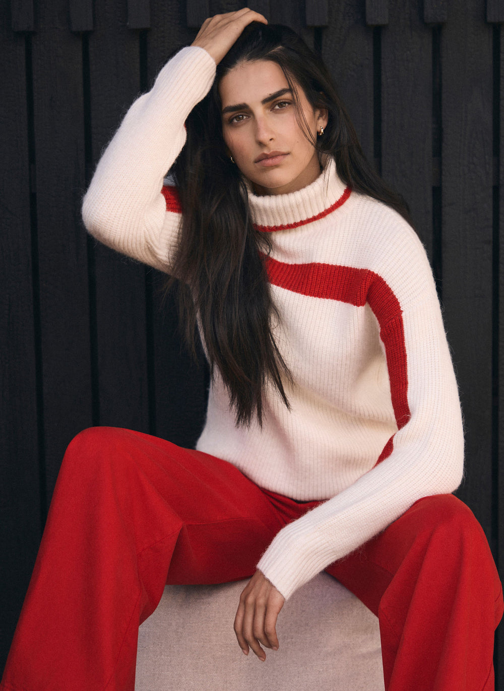 Cream Contrast Stripe Jumper