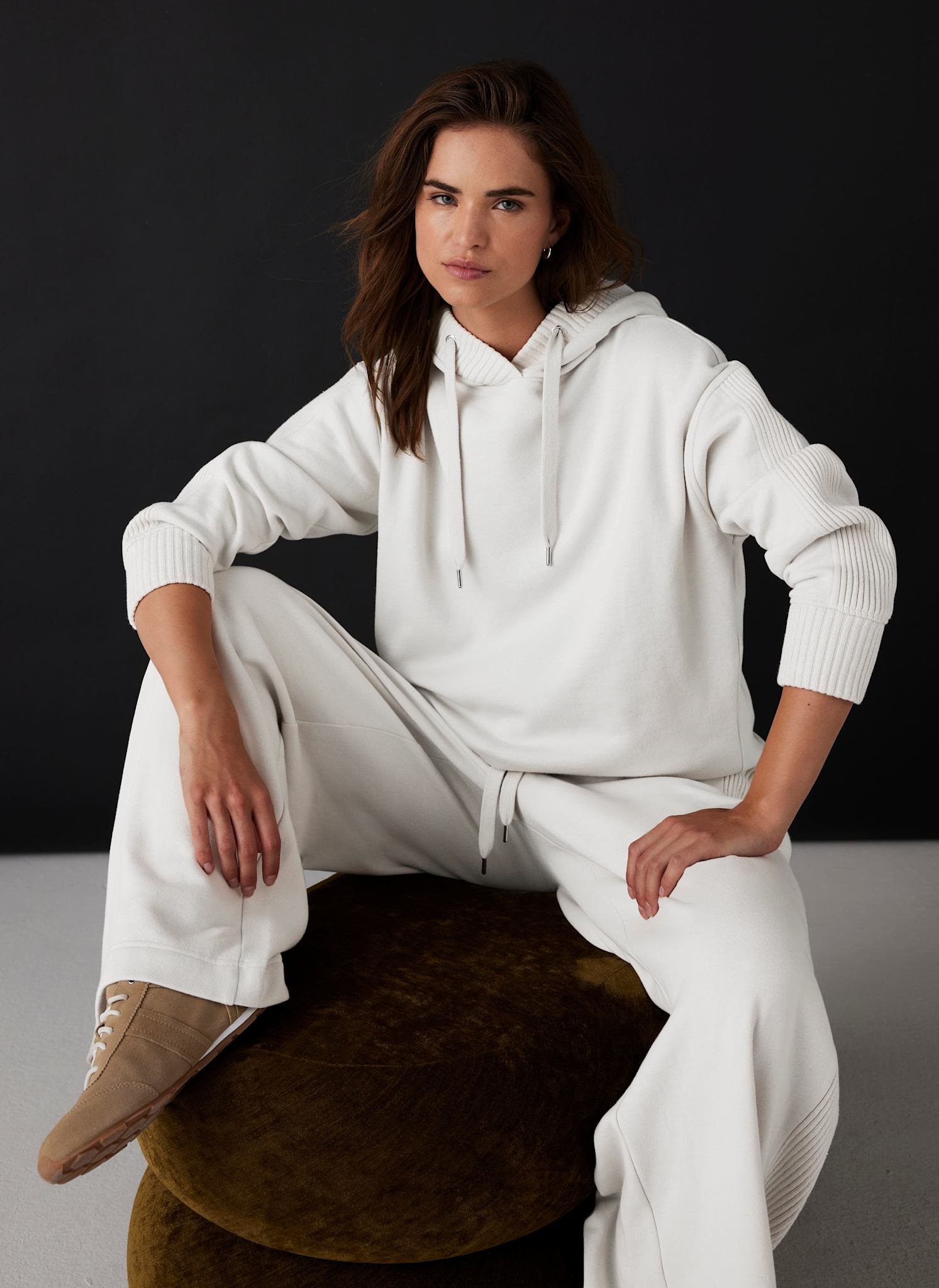 Cream Cotton Blend Hooded Sweatshirt – Mint Velvet