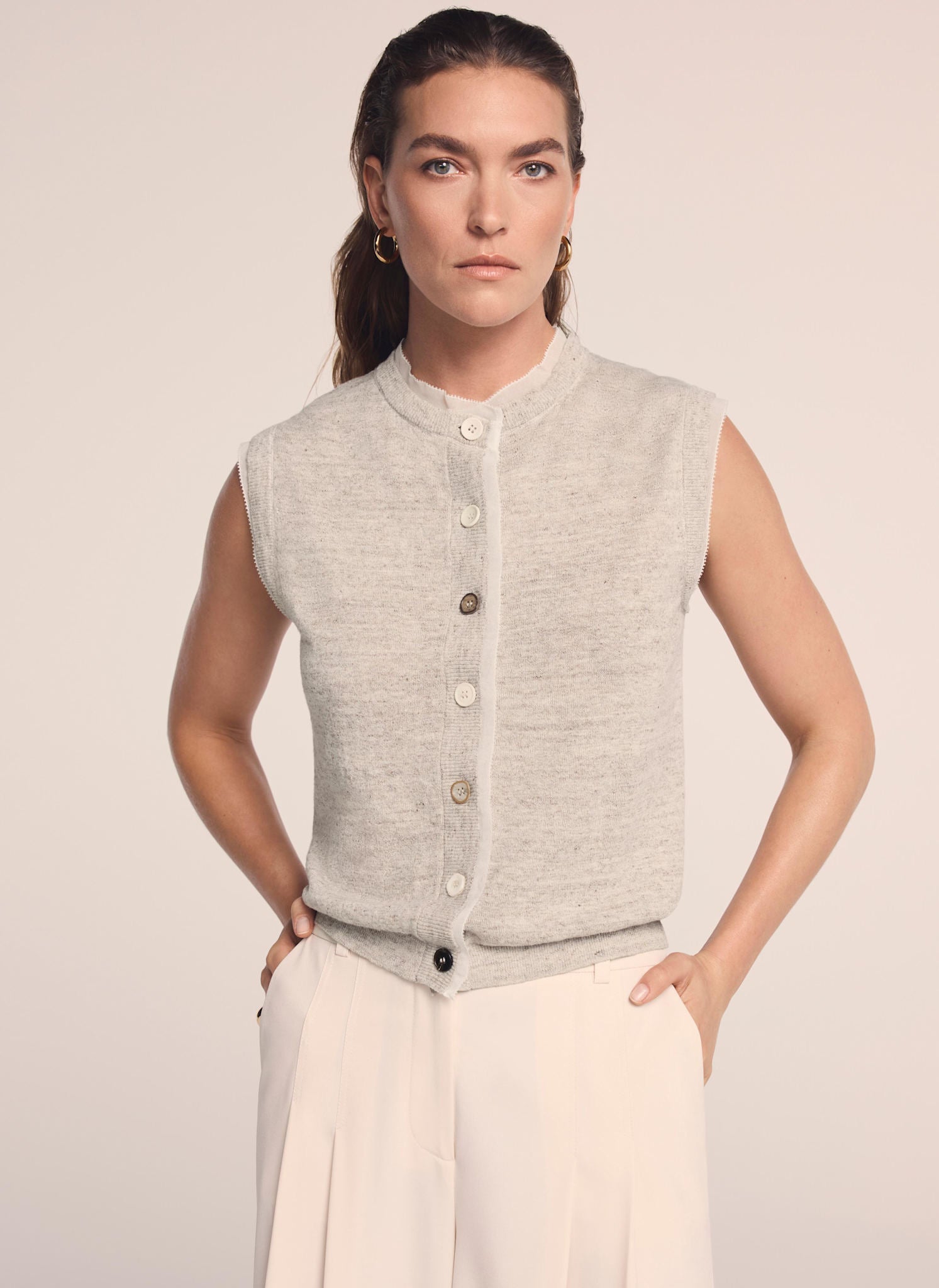 Neutral Linen Blend Sleeveless Top – Mint Velvet