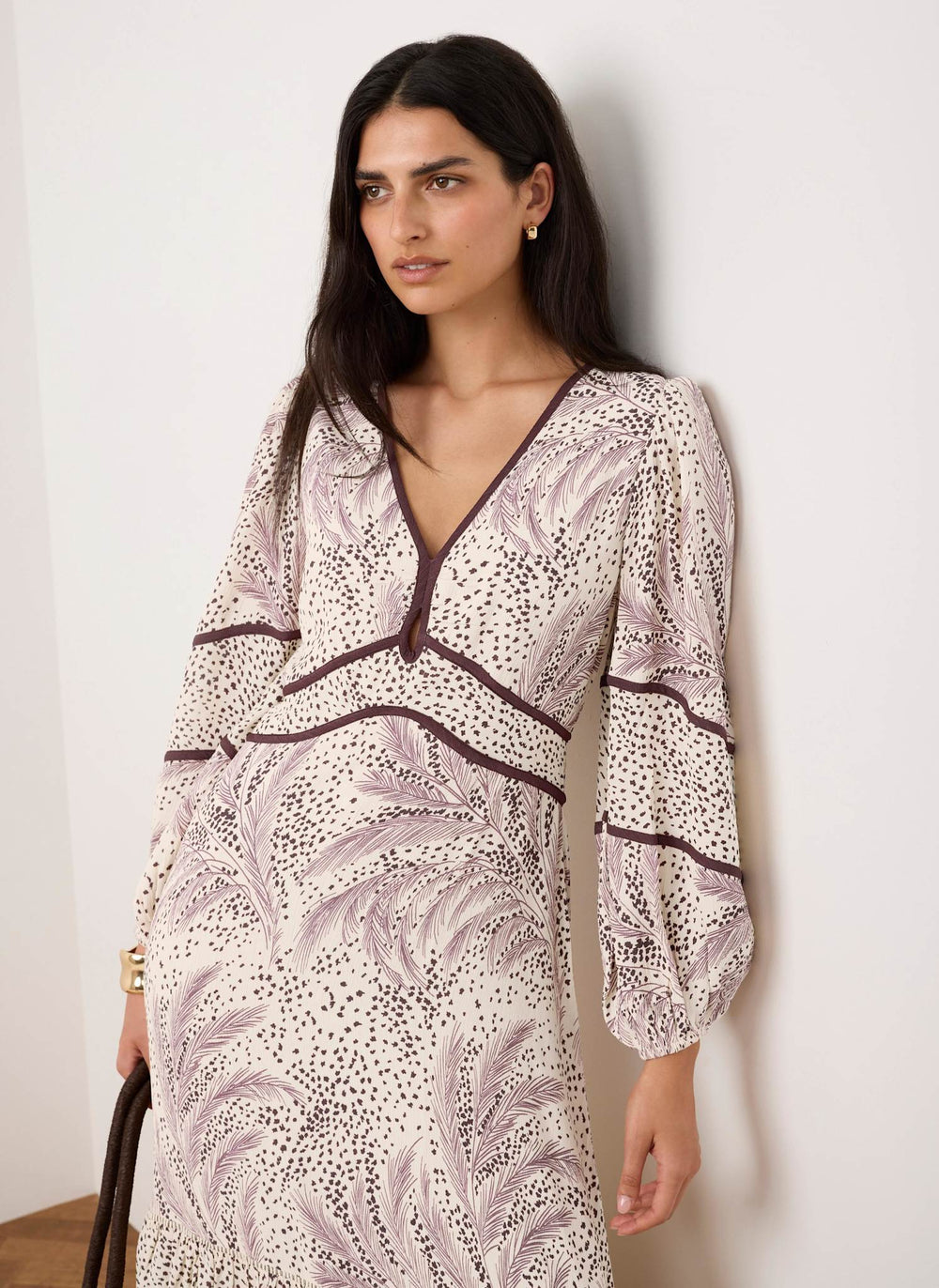Cream Printed Boho Maxi Dress