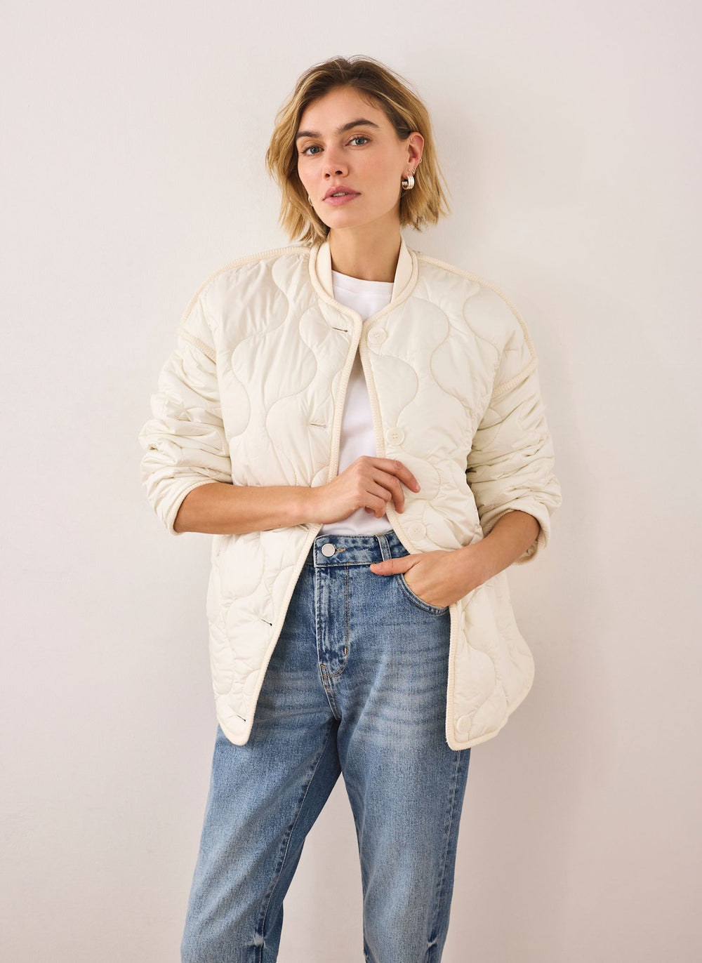 Cream Quilted Coat