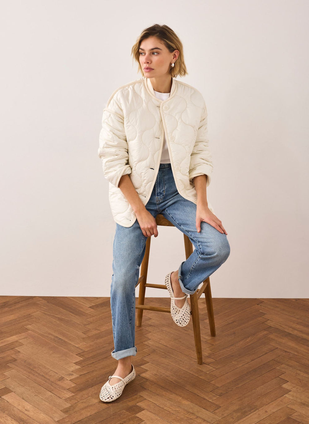 Cream Quilted Coat