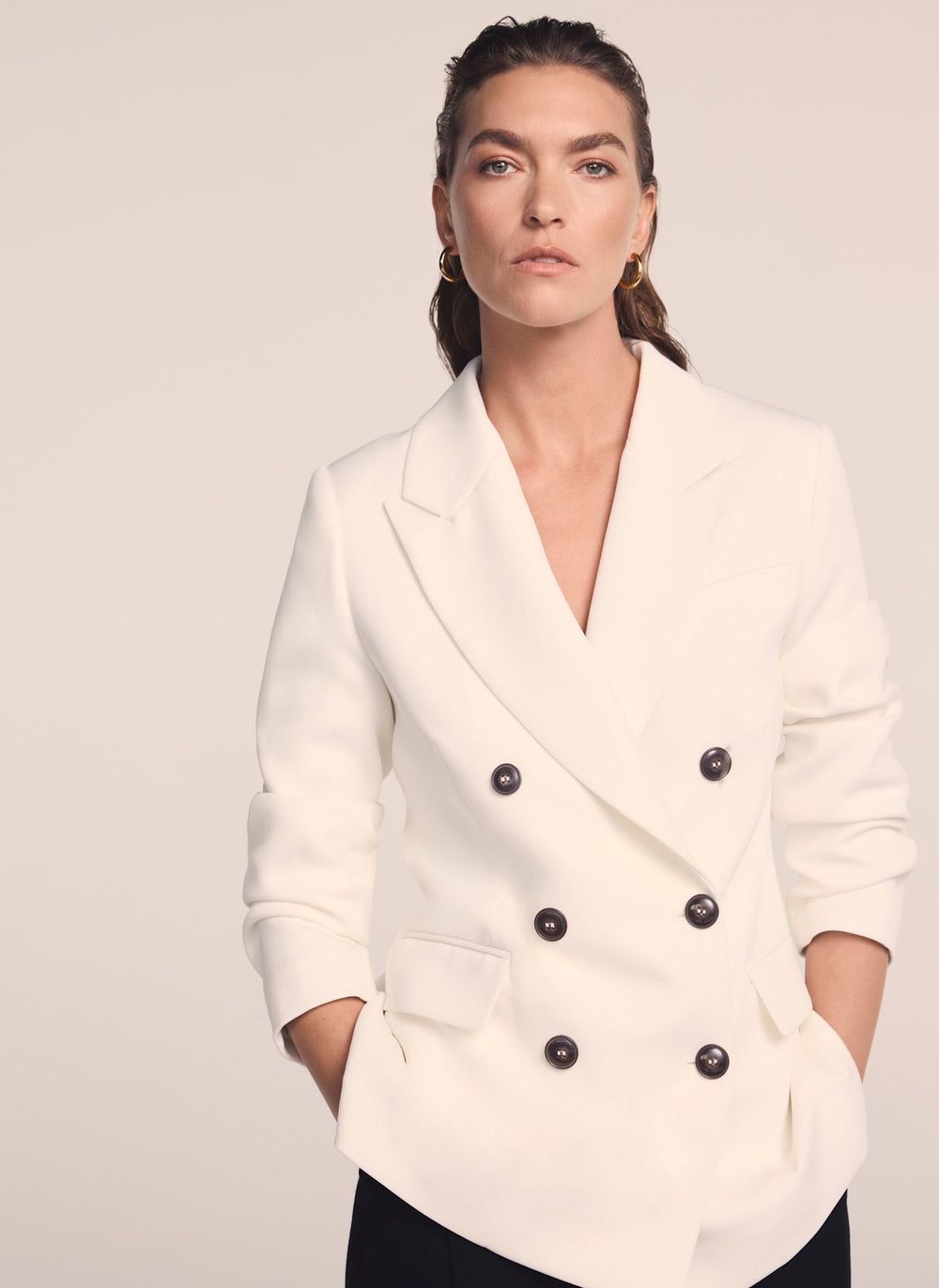 Cream Double Breasted Blazer