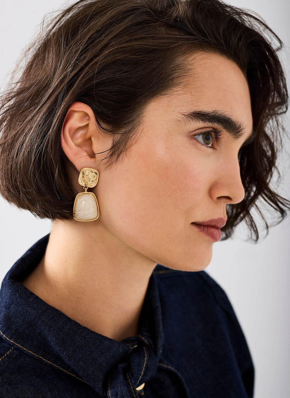 Gold Tone Resin Drop Earrings