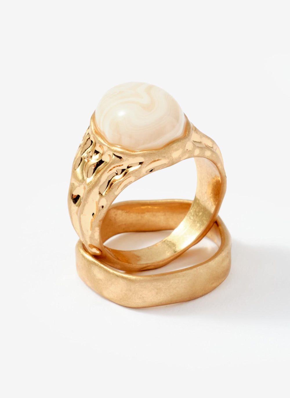 Gold Tone Hammered Ring Set
