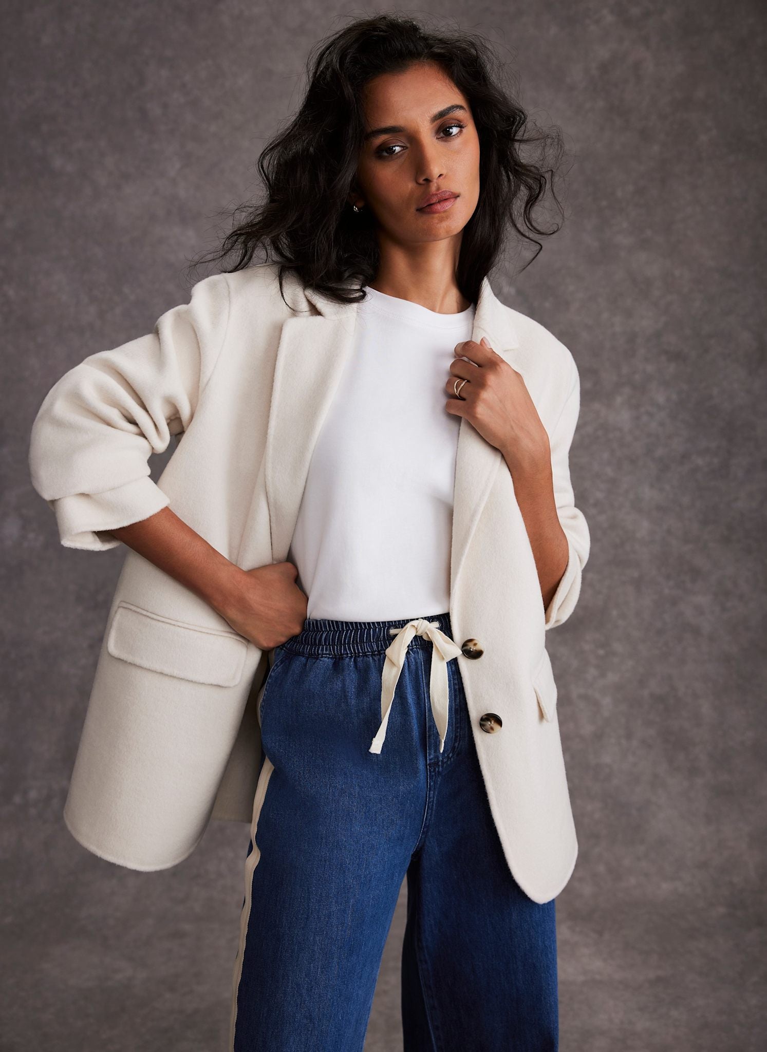 Sleeveless Blazer in Cream main image 1