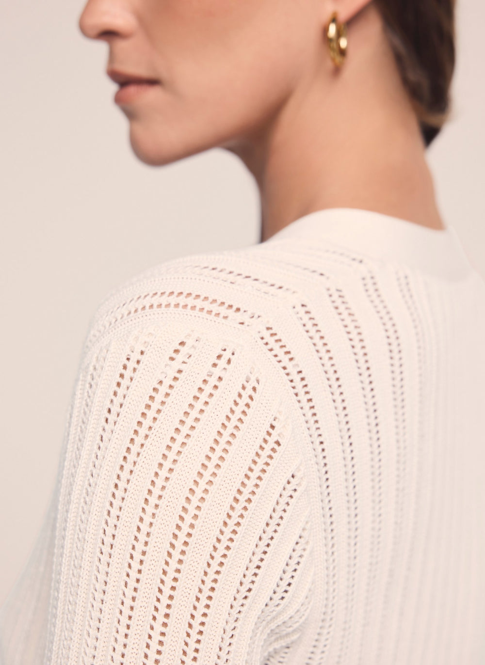 Cream Open Knit Top