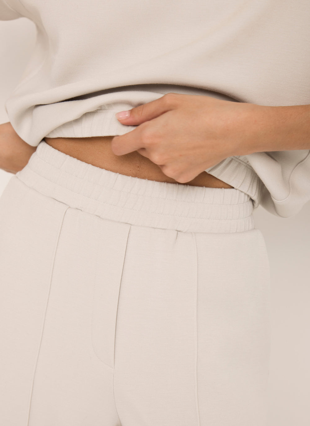 Cream Jersey Pintuck Super Soft Joggers