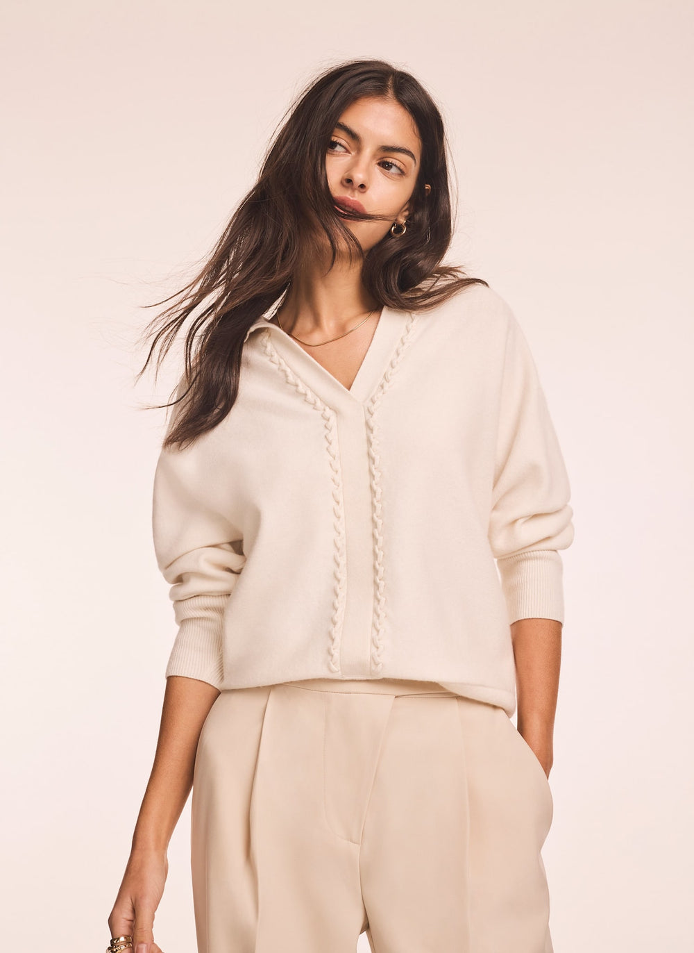 Cream Wool Blend Knit Jumper