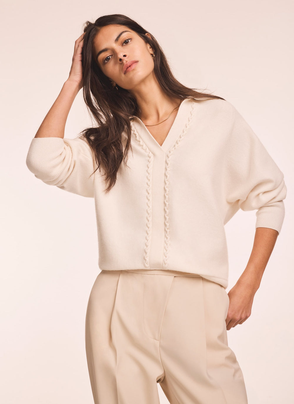 Cream Wool Blend Knit Jumper