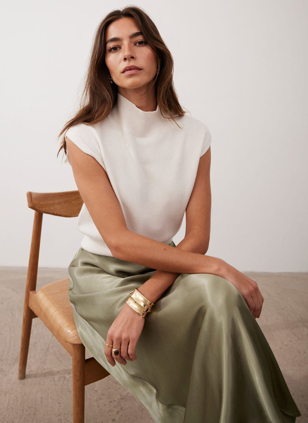 Cream Wool Blend Knit Top