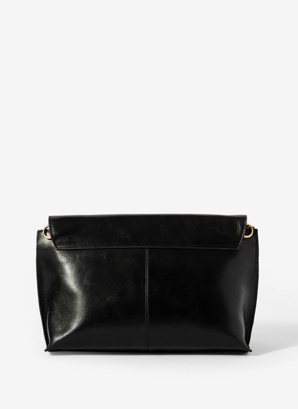 Daisy Black Leather Fold Over Tassel Clutch