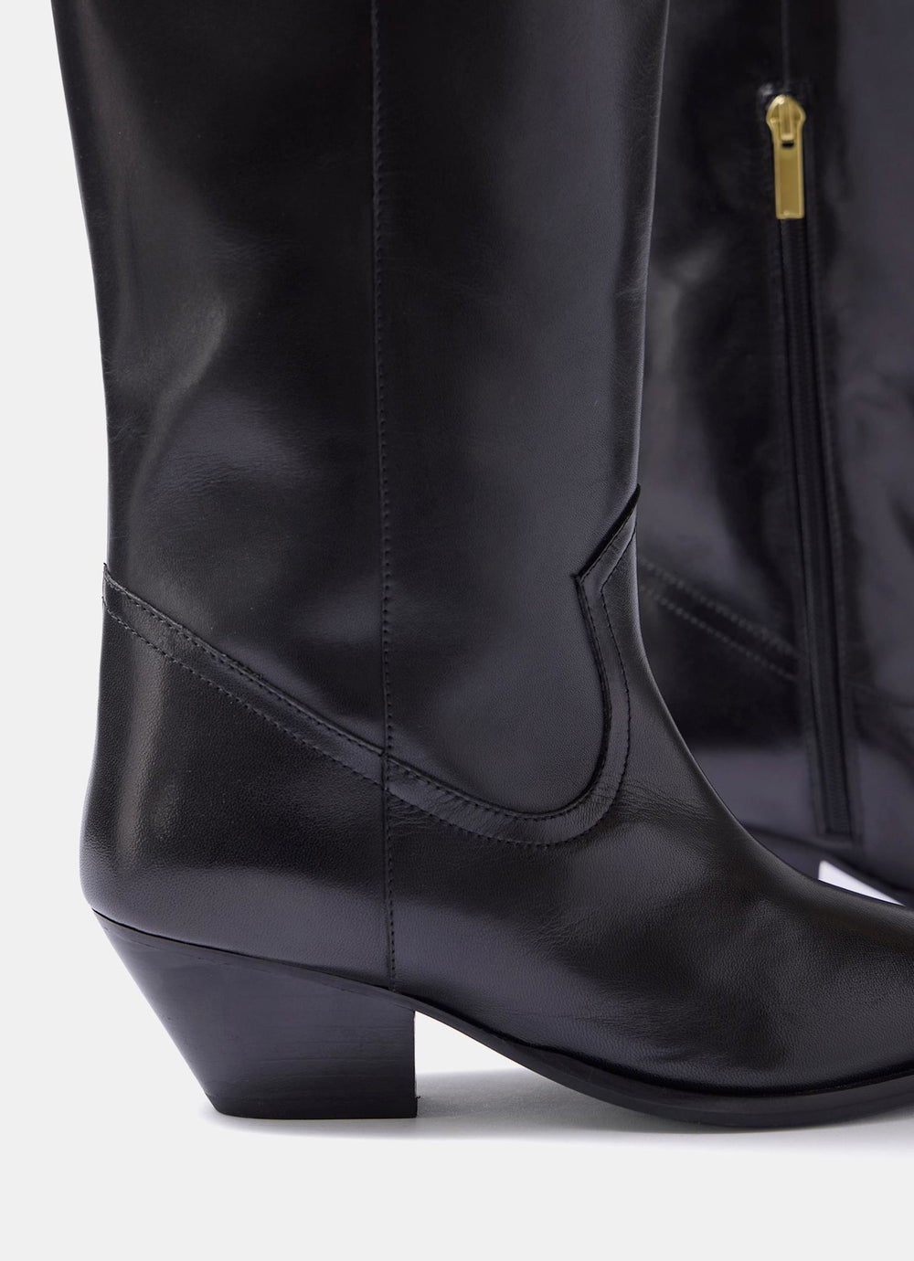 Dakota Black Leather Knee High Cowboy Boots