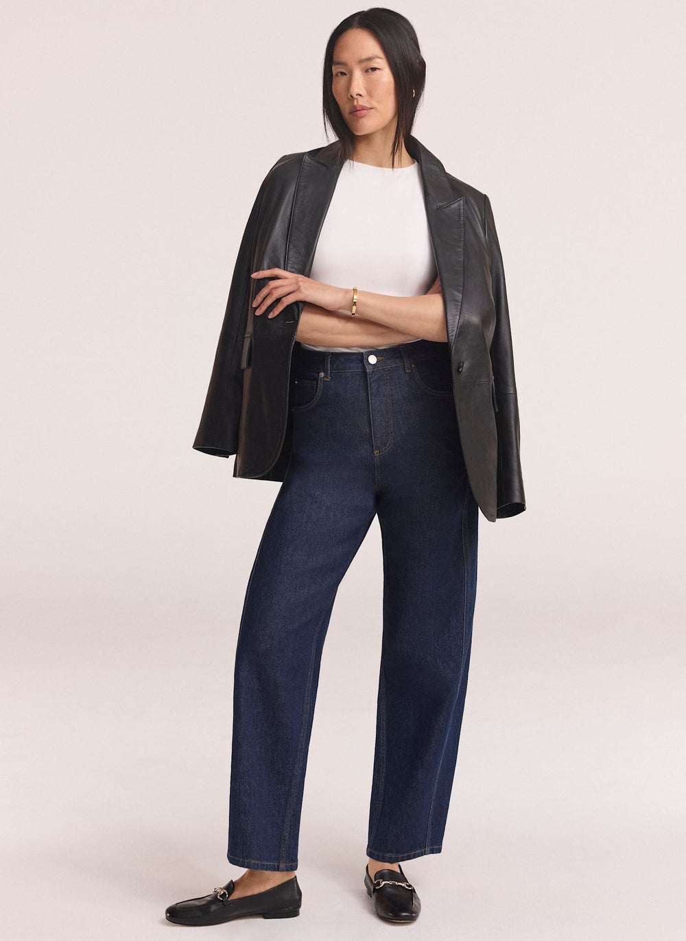 Dark Indigo Barrel Leg Jeans