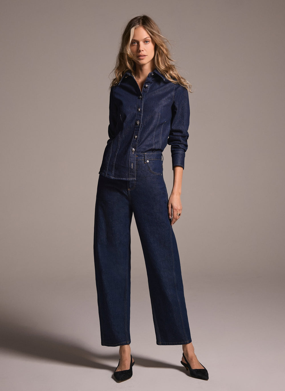 Dark Indigo Barrel Leg Jeans