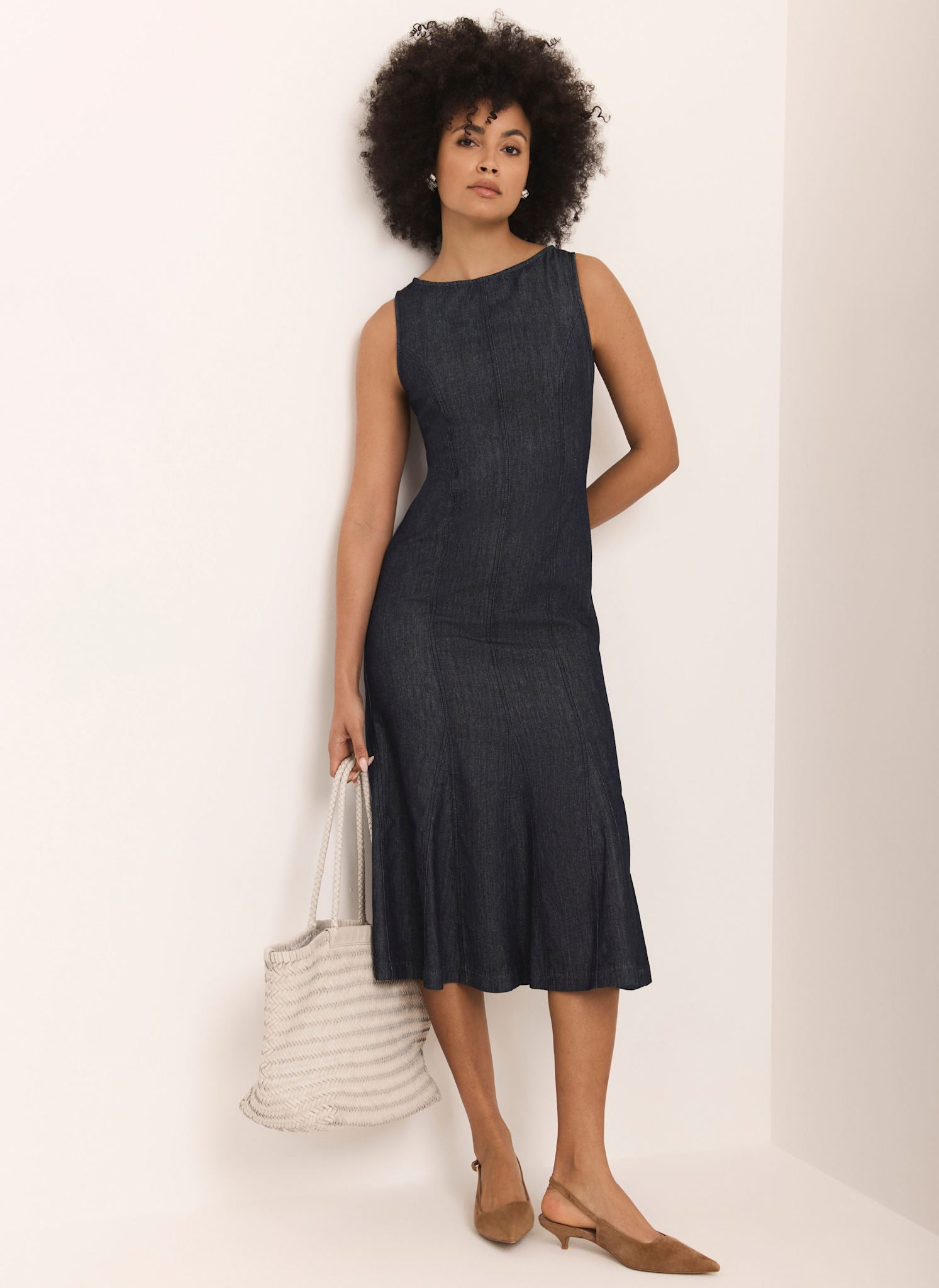 dark blue denim midi dress Briar Denim Midi Dress