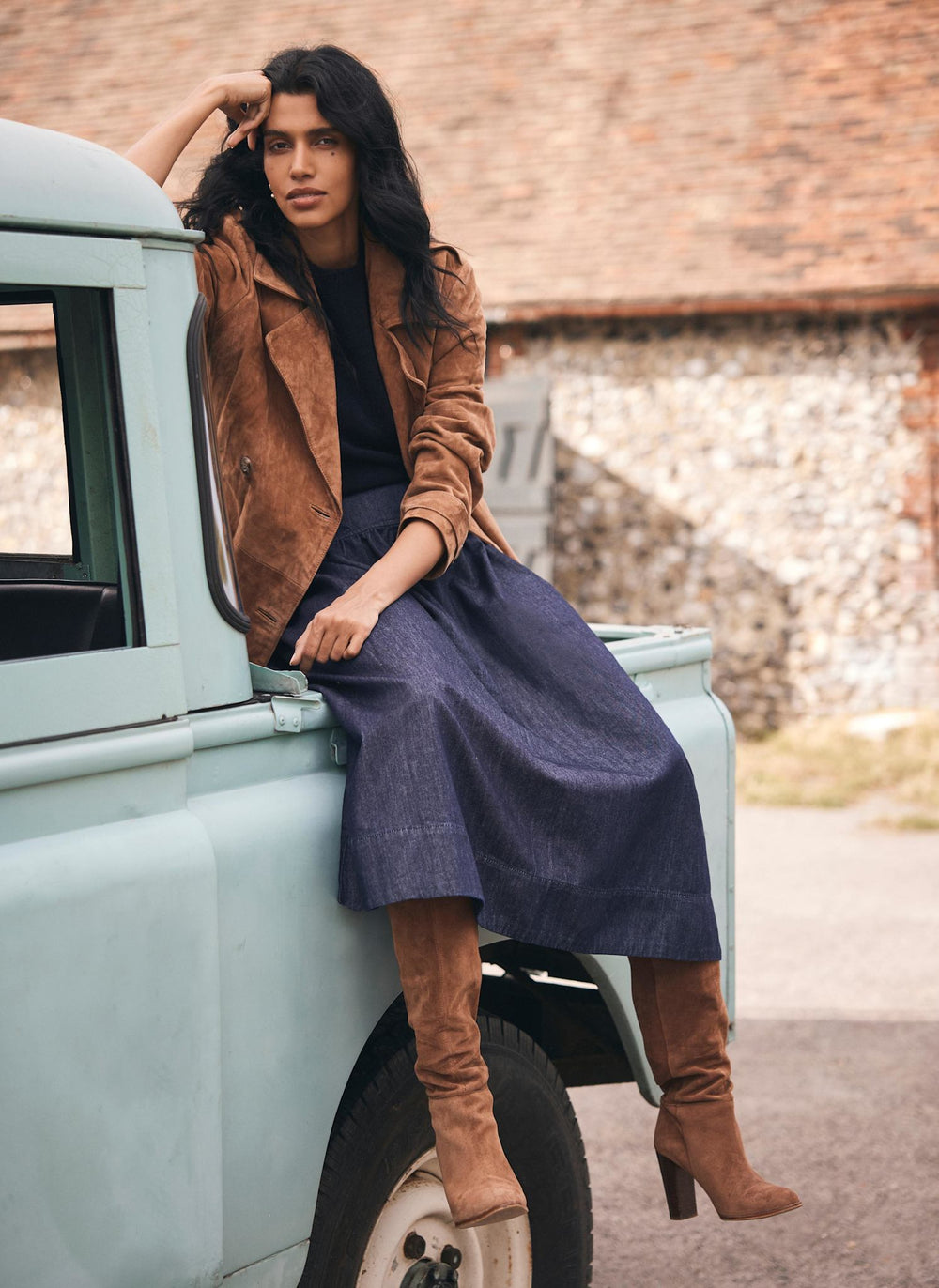 Dark Indigo Denim Maxi Skirt