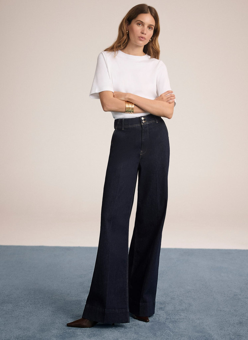 Dark Indigo Tailored Wide Jeans