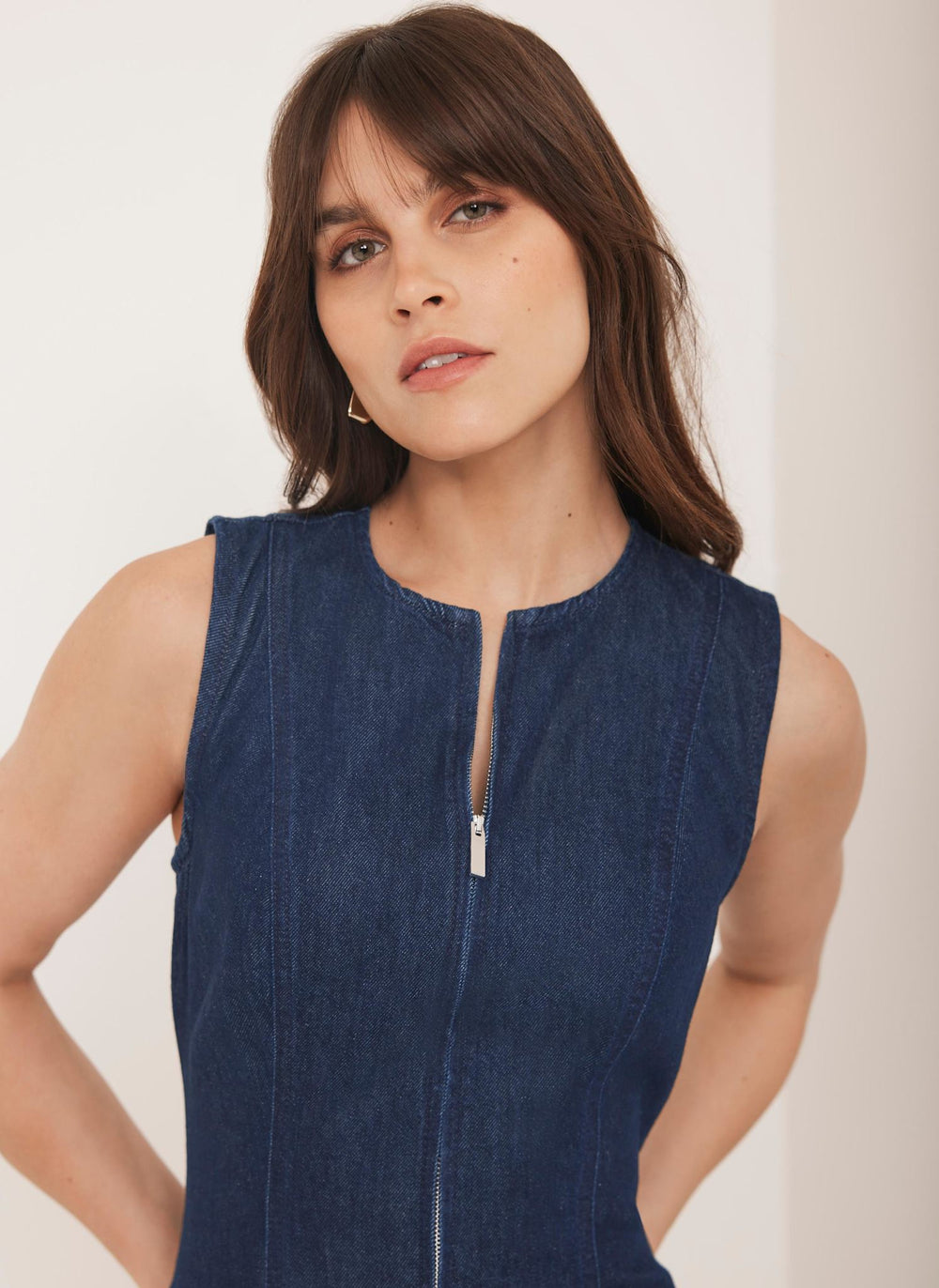 Dark Indigo Denim Midi Dress