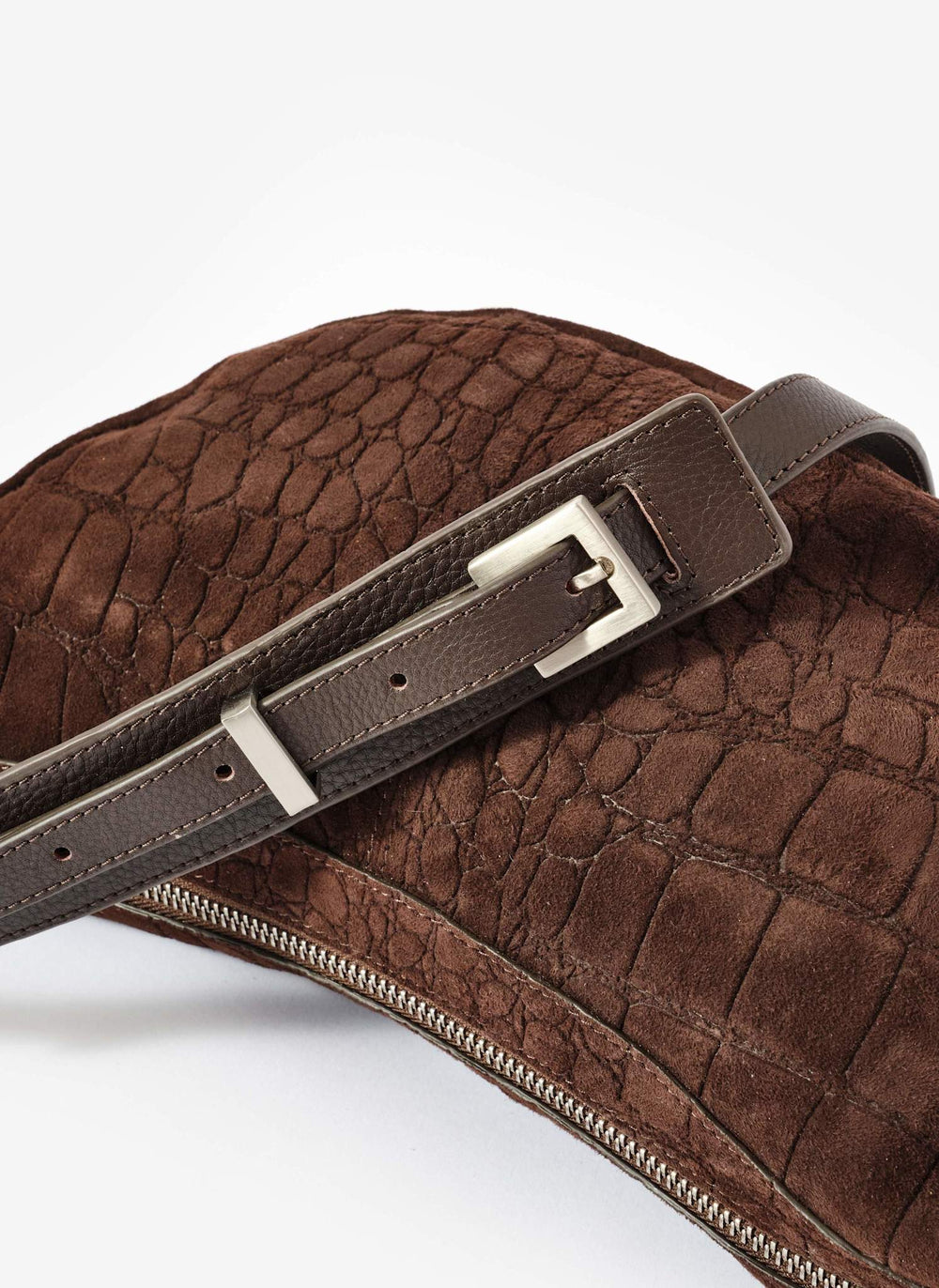 Dolly Brown Textured Suede Scoop Sling Bag