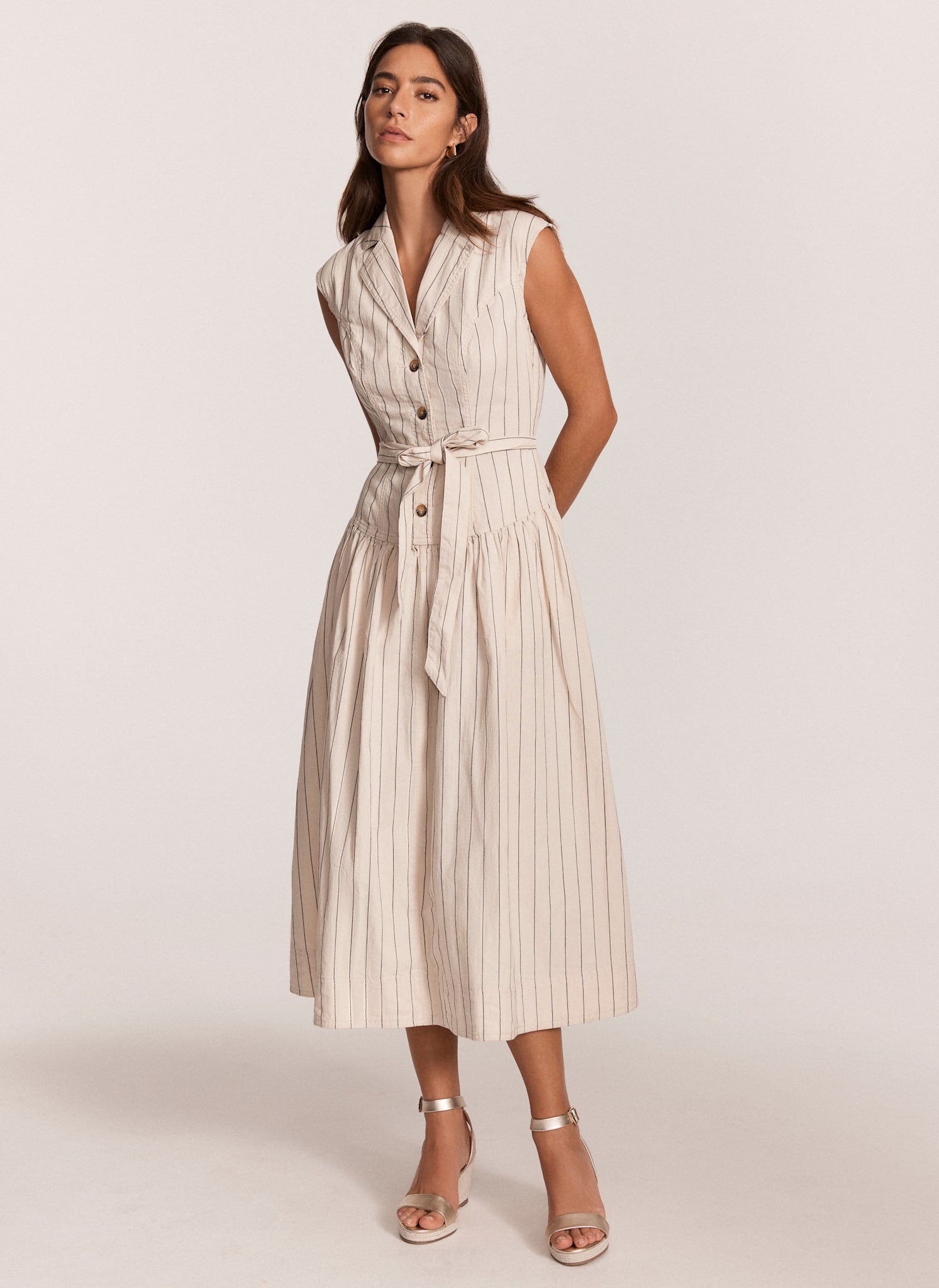 Arwen Cream Dropped Waist Midi Dress main image 0