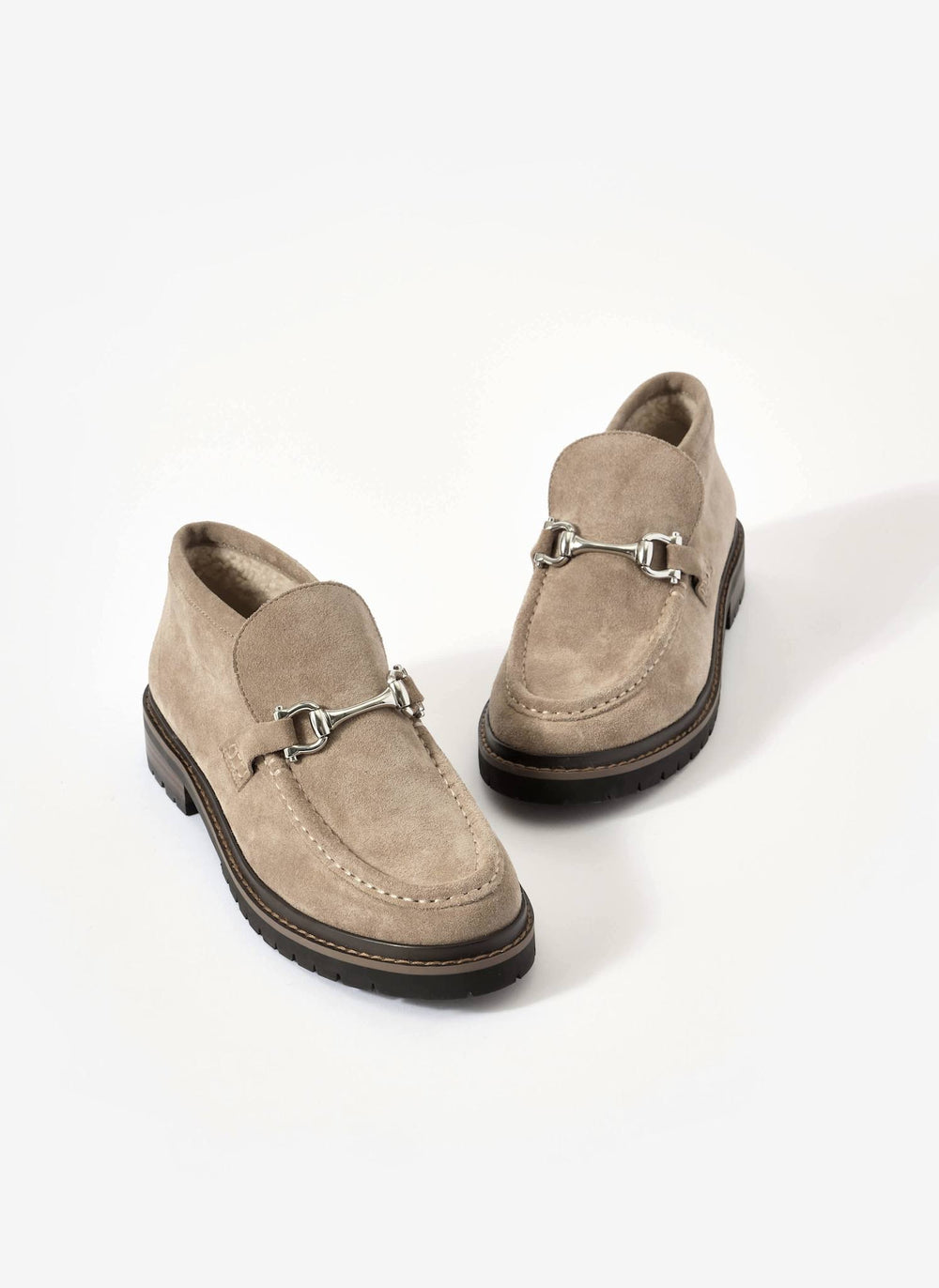 Effie Neutral Suede Loafer Boots