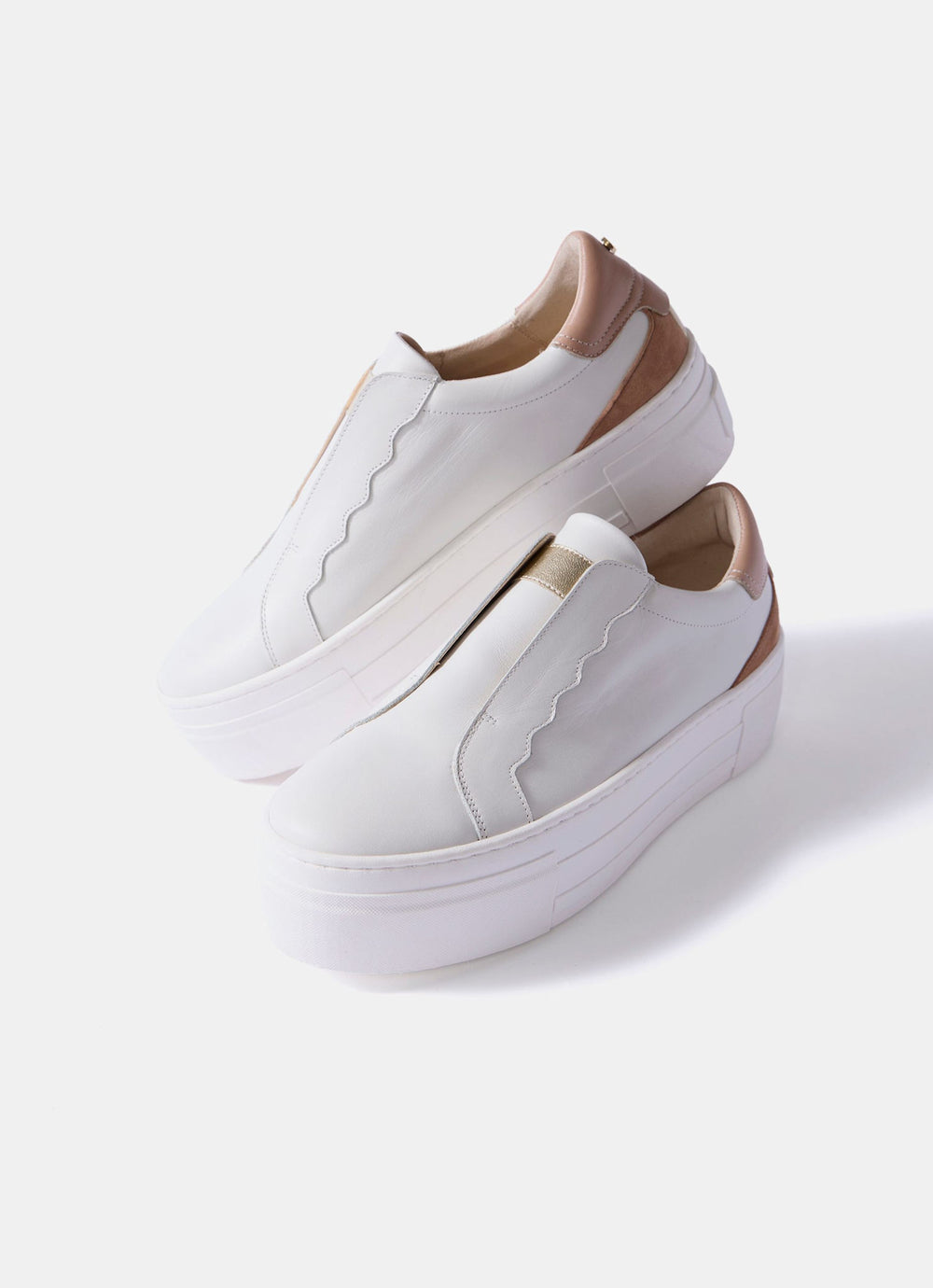 Ellie White Leather Platform Trainers