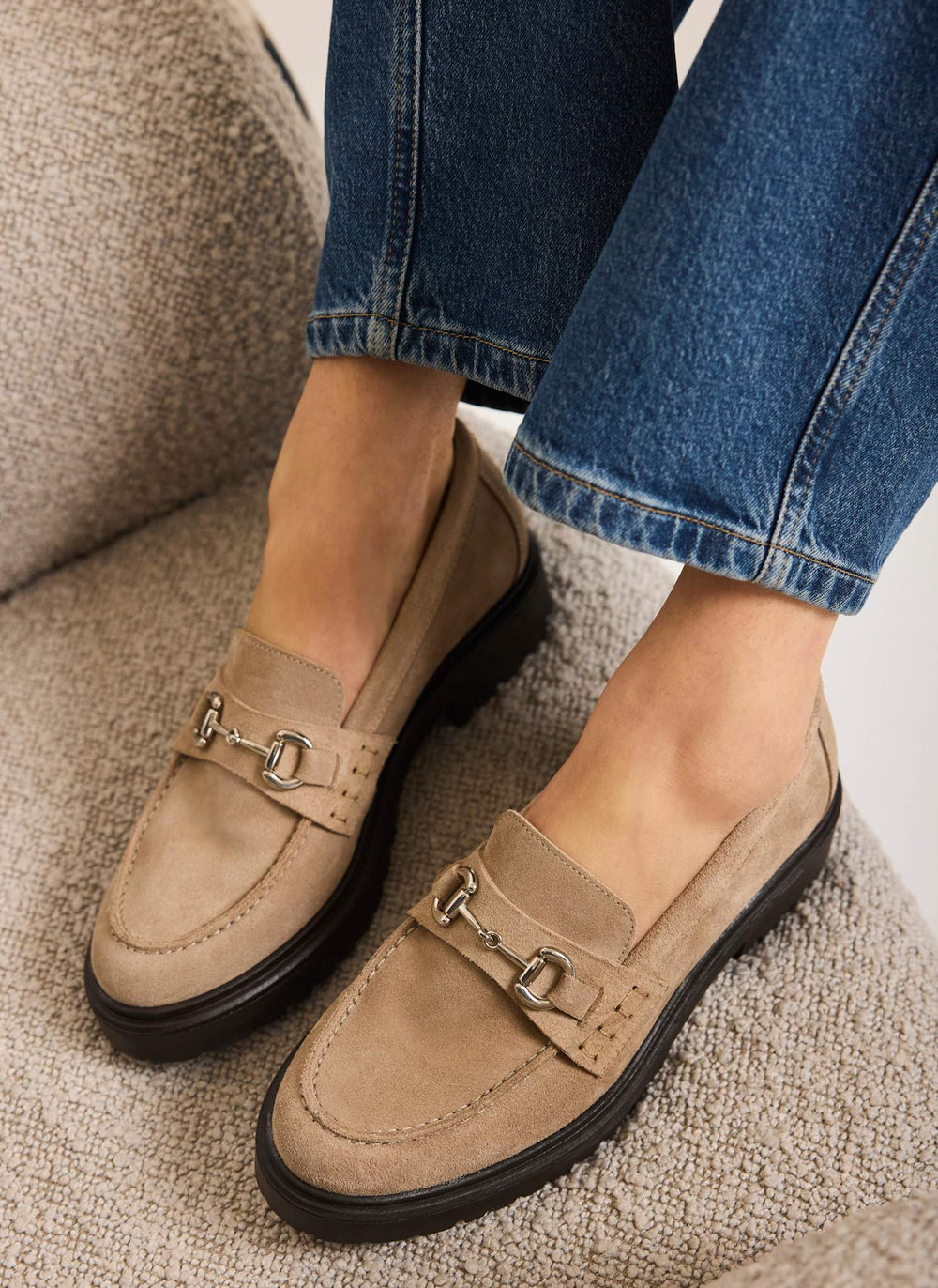 Emery Neutral Suede Chunky Loafers