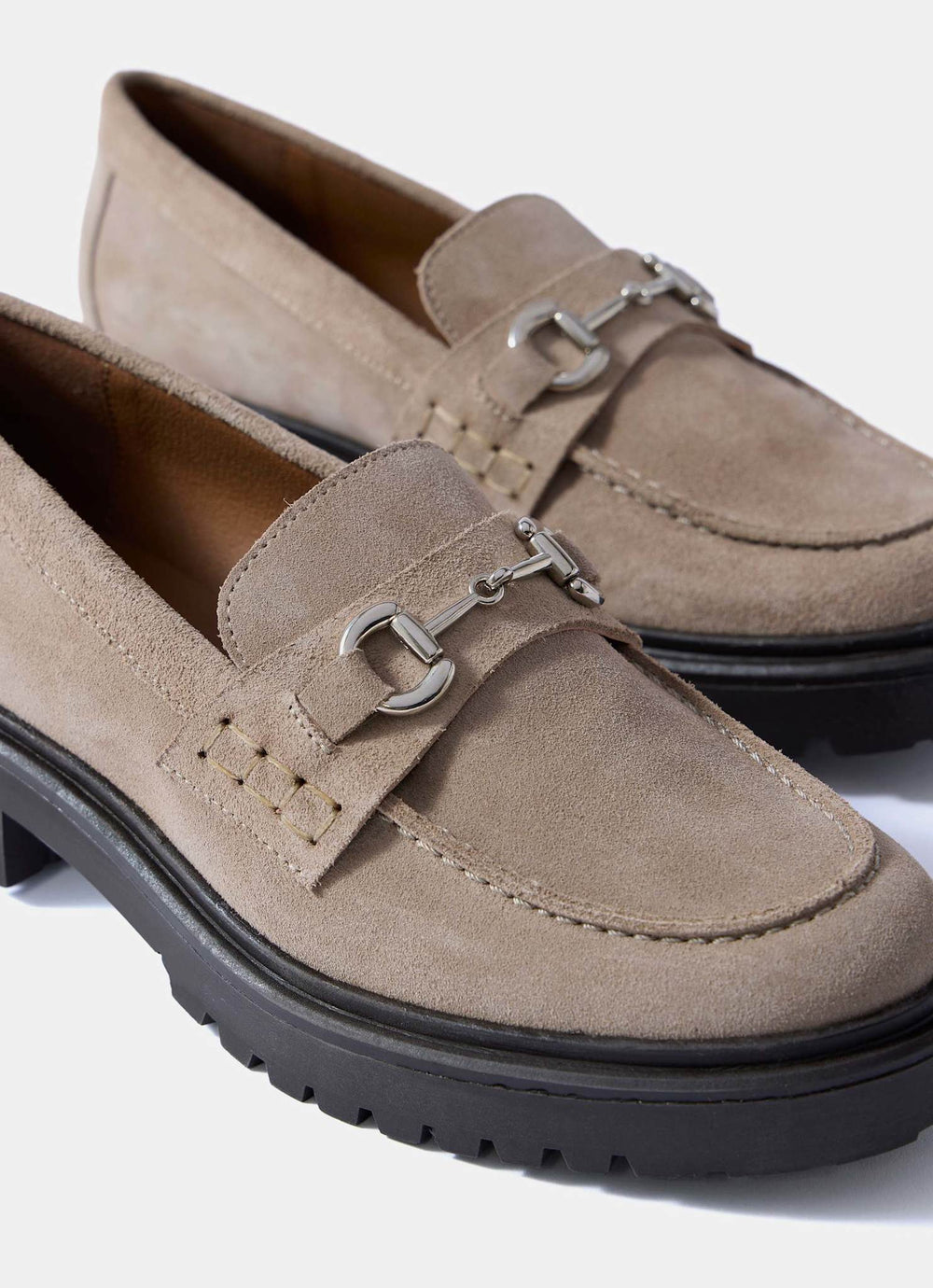 Emery Neutral Suede Chunky Loafers