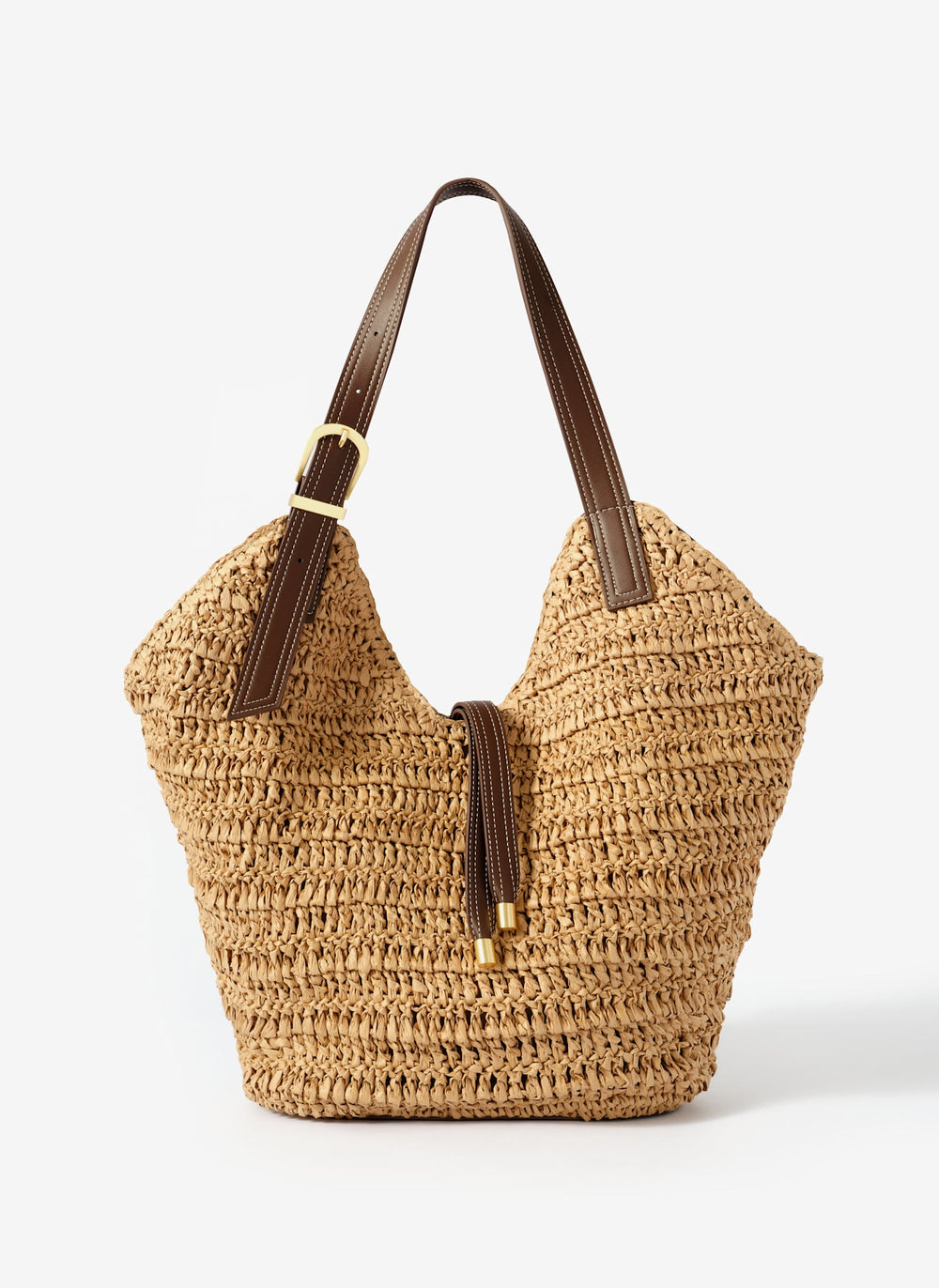 Esme Neutral Woven Bucket Bag