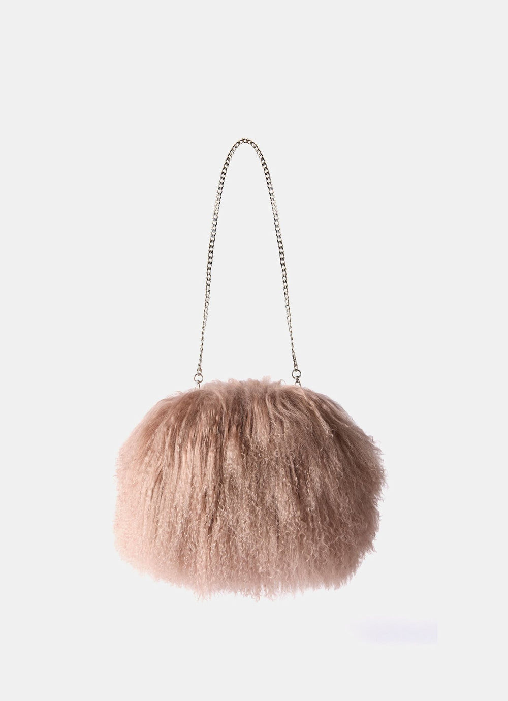 Fallon Pale Pink Mongolian Fur Bag