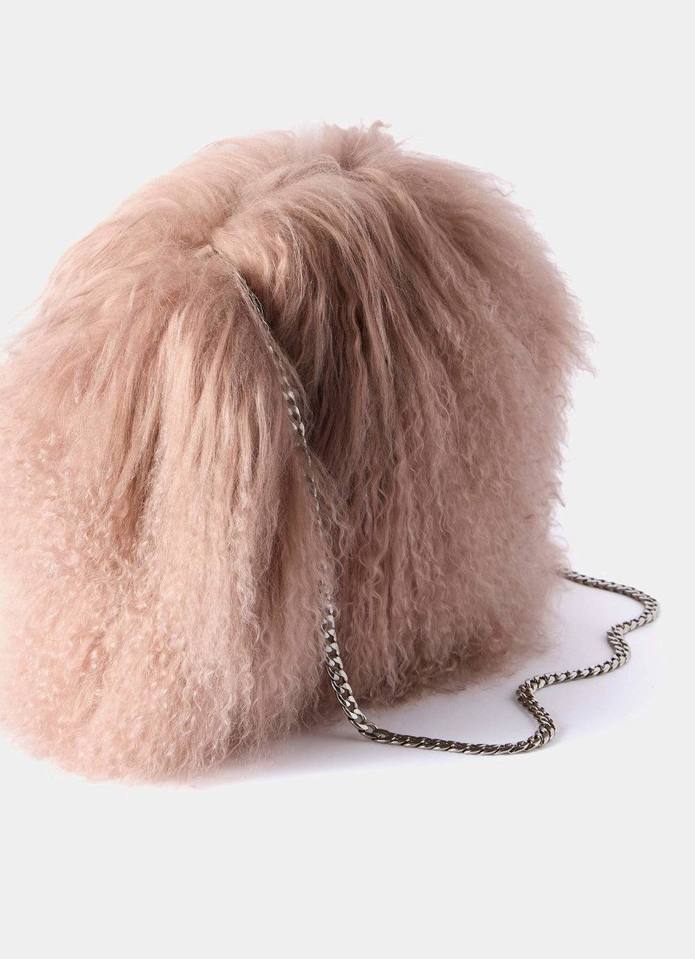 Fallon Pale Pink Mongolian Fur Bag