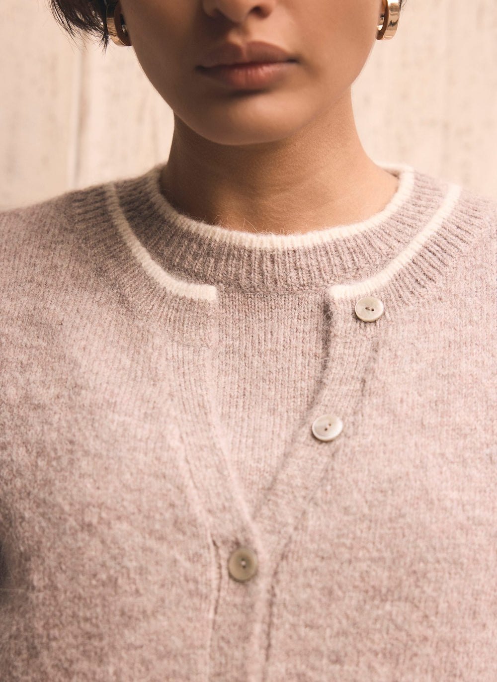 Neutral Double Layer Knit Cardigan