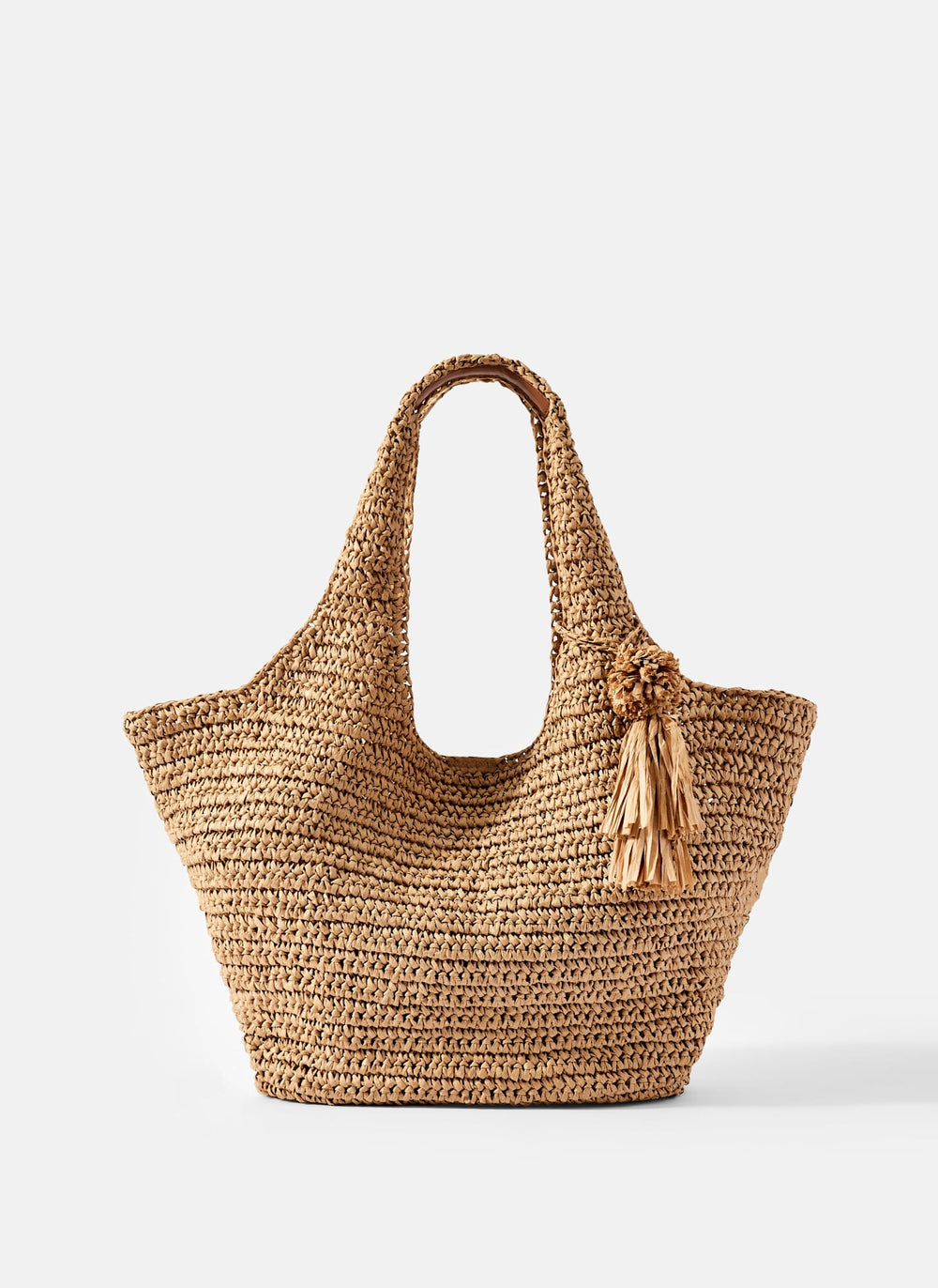 Neutral Woven Oversized Tote Bag