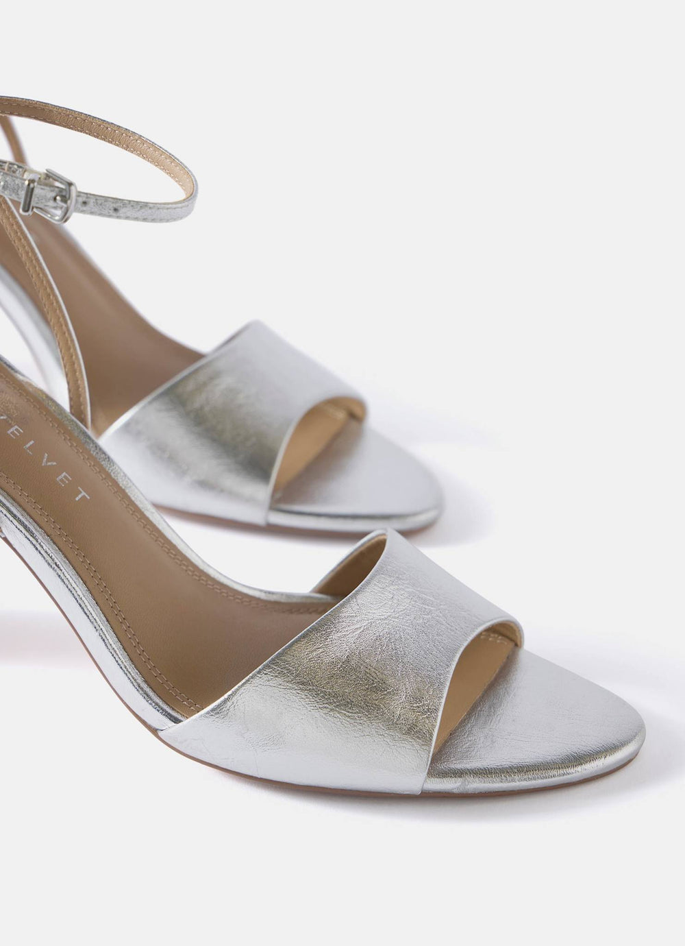 Lou Silver Leather High Heel Sandals
