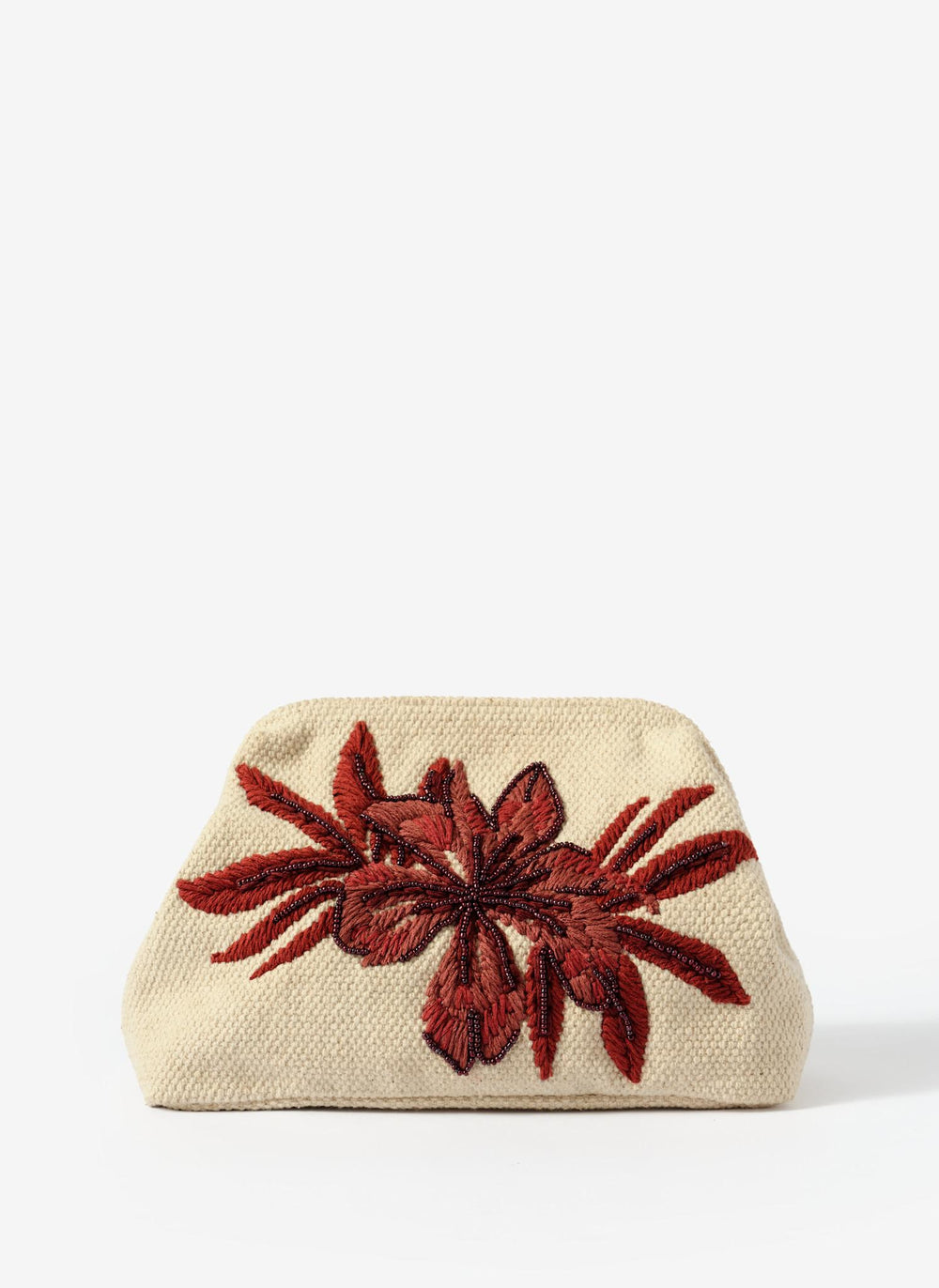 Eve Cream Cotton Embroidered Clutch Bag