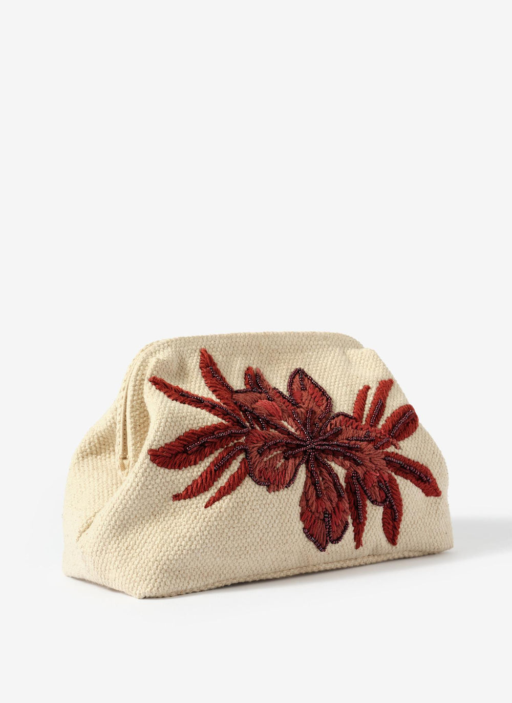Eve Cream Cotton Embroidered Clutch Bag