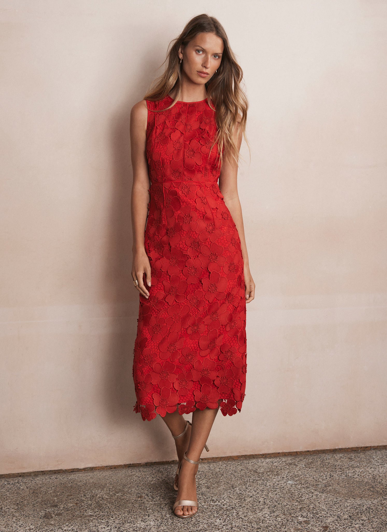 Red Floral Lace Midi Dress Mint Velvet red-floral-lace-midi-dress-mint-velvet