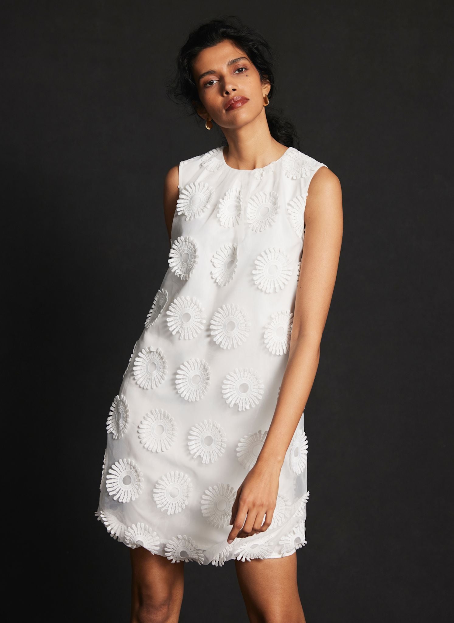 White Floral Applique Mini Dress – Mint Velvet