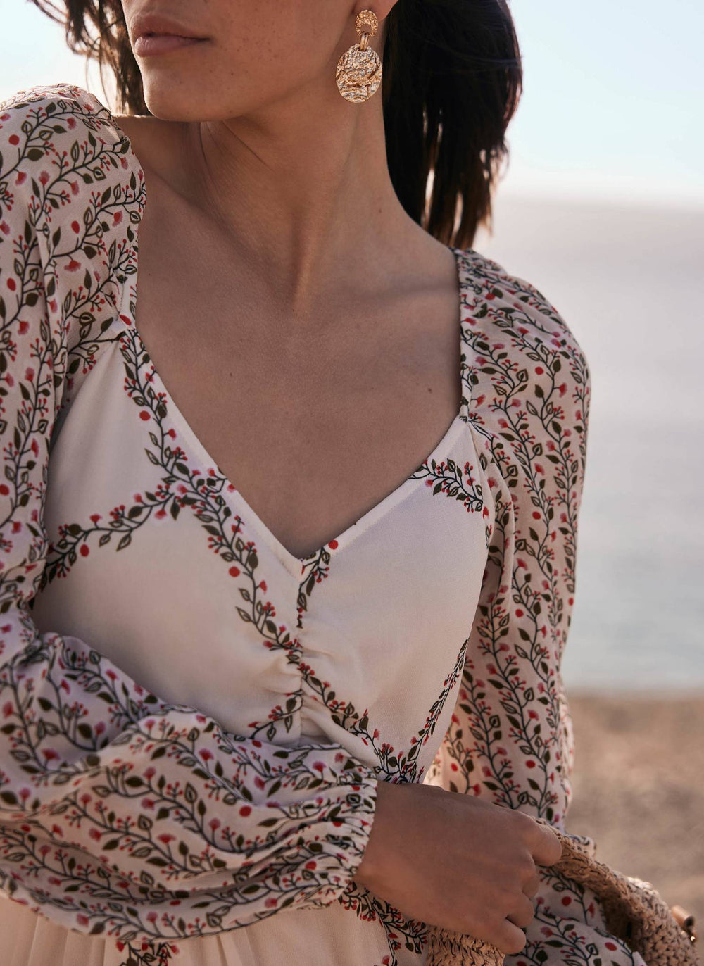 White Floral Print Maxi Dress