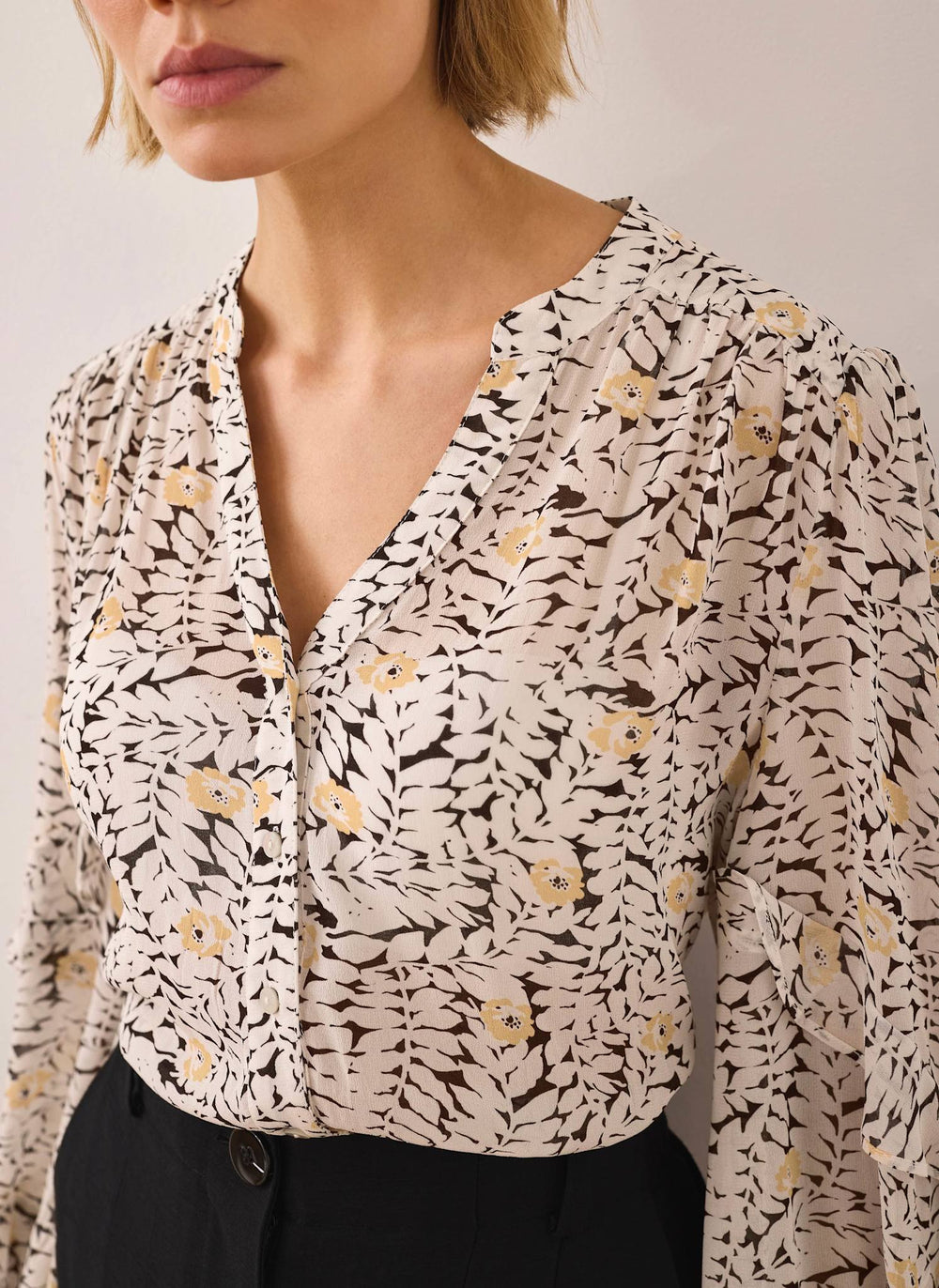 Floral Print Ruffle Blouse