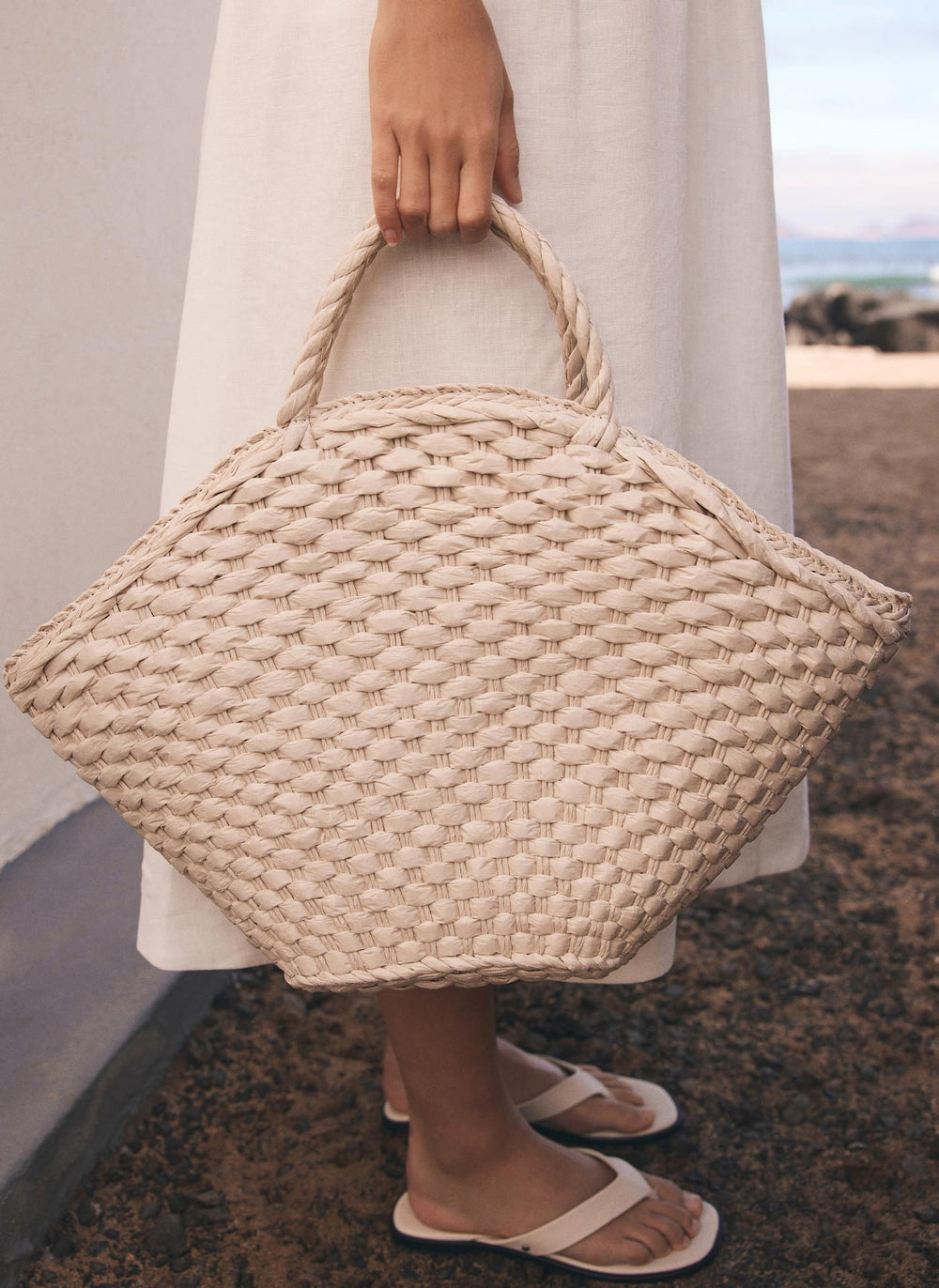 Neutral Woven Basket Bag